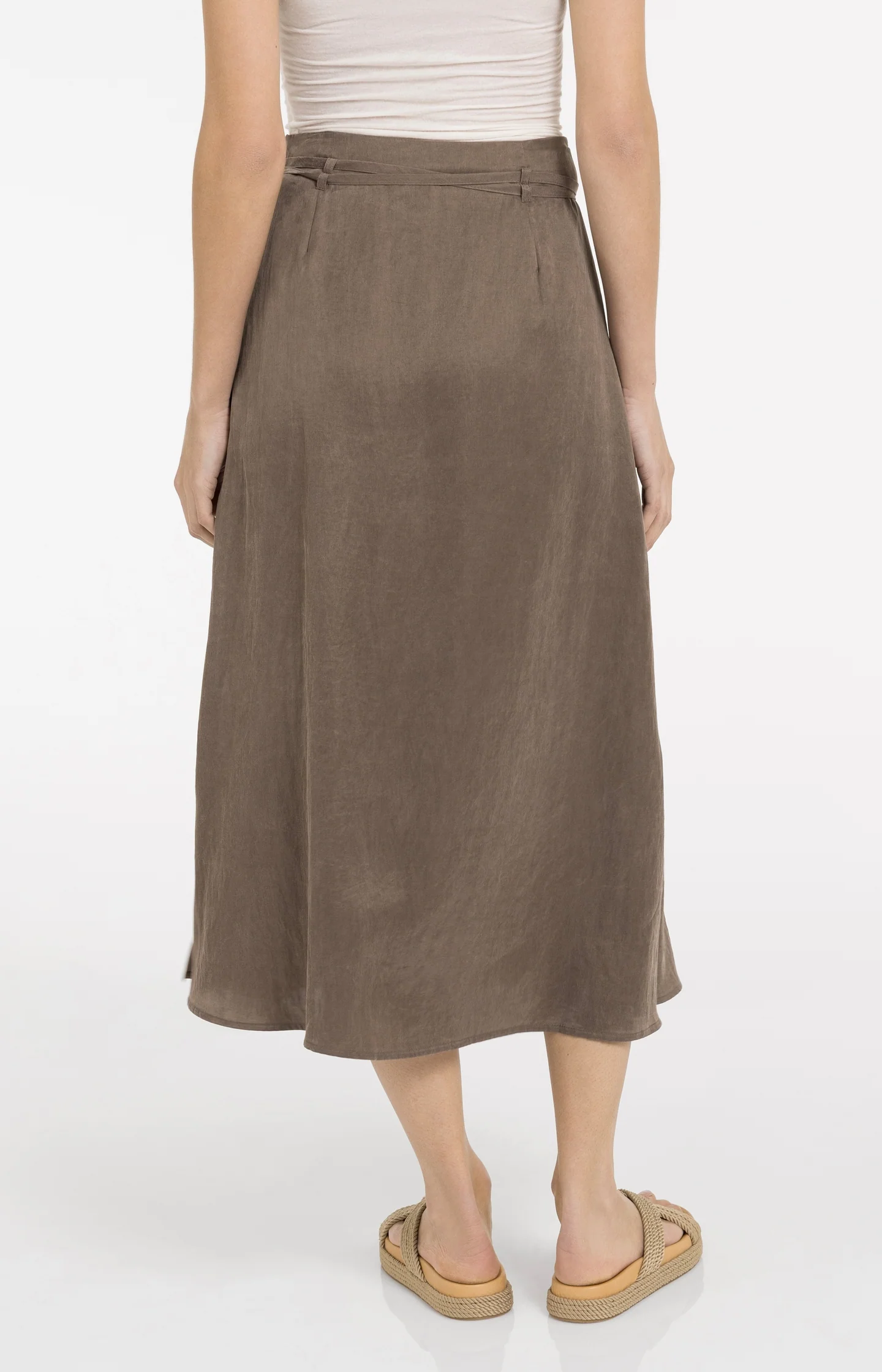 Midi skirt with wrap effect and tie belt - Image 5