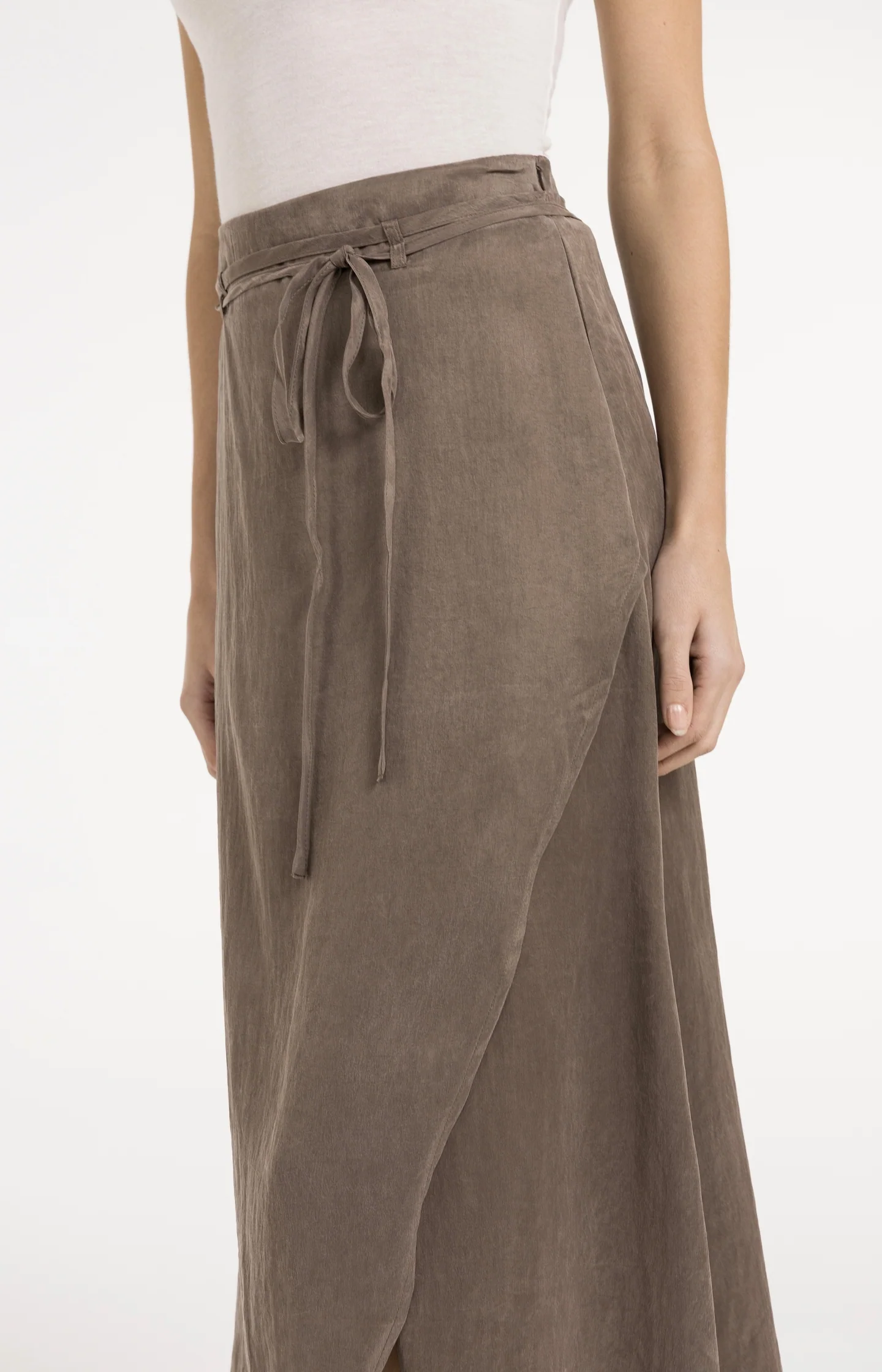 Midi skirt with wrap effect and tie belt - Image 6