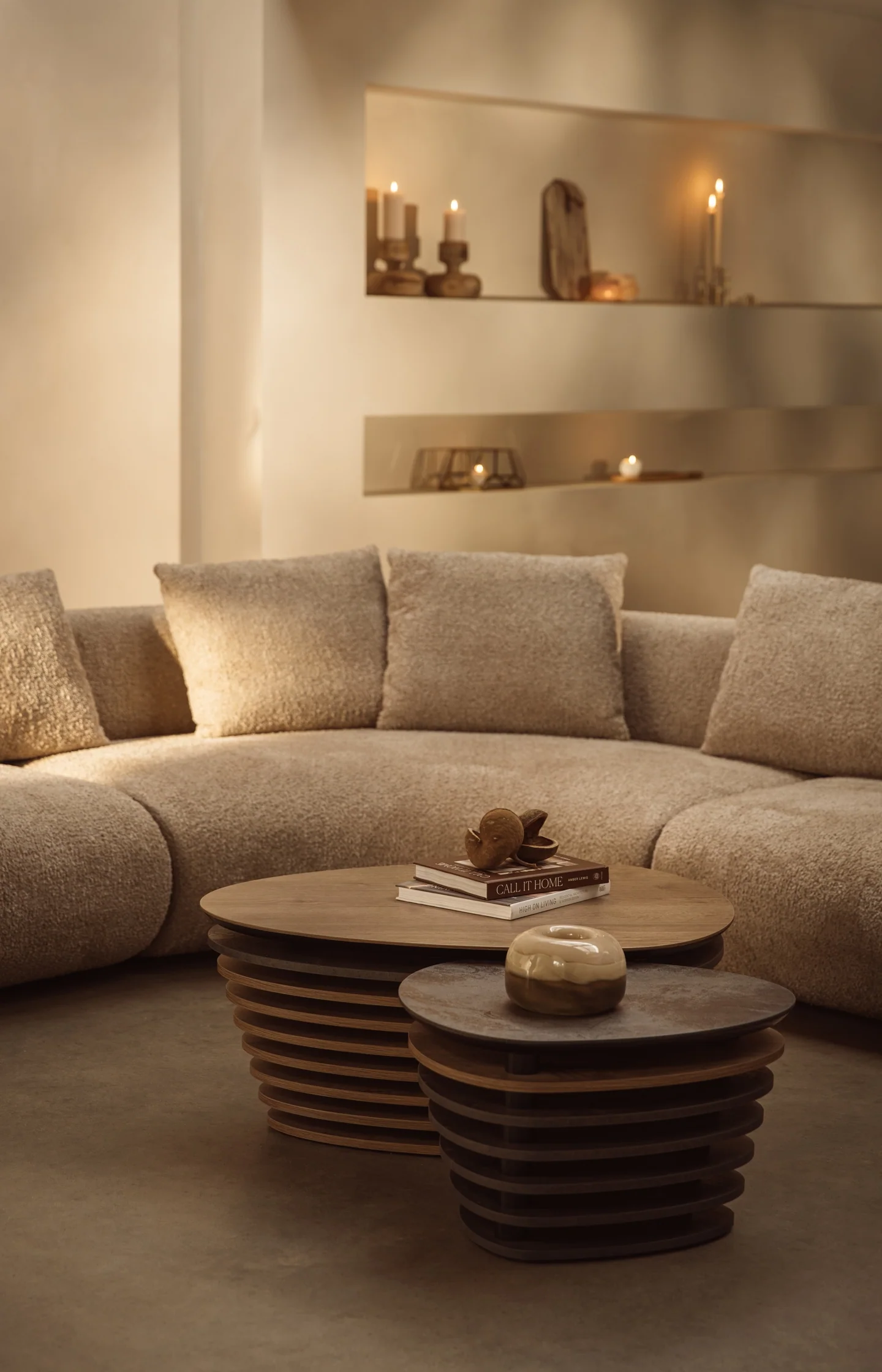 Modular sofa element in bouclé fabric - corner