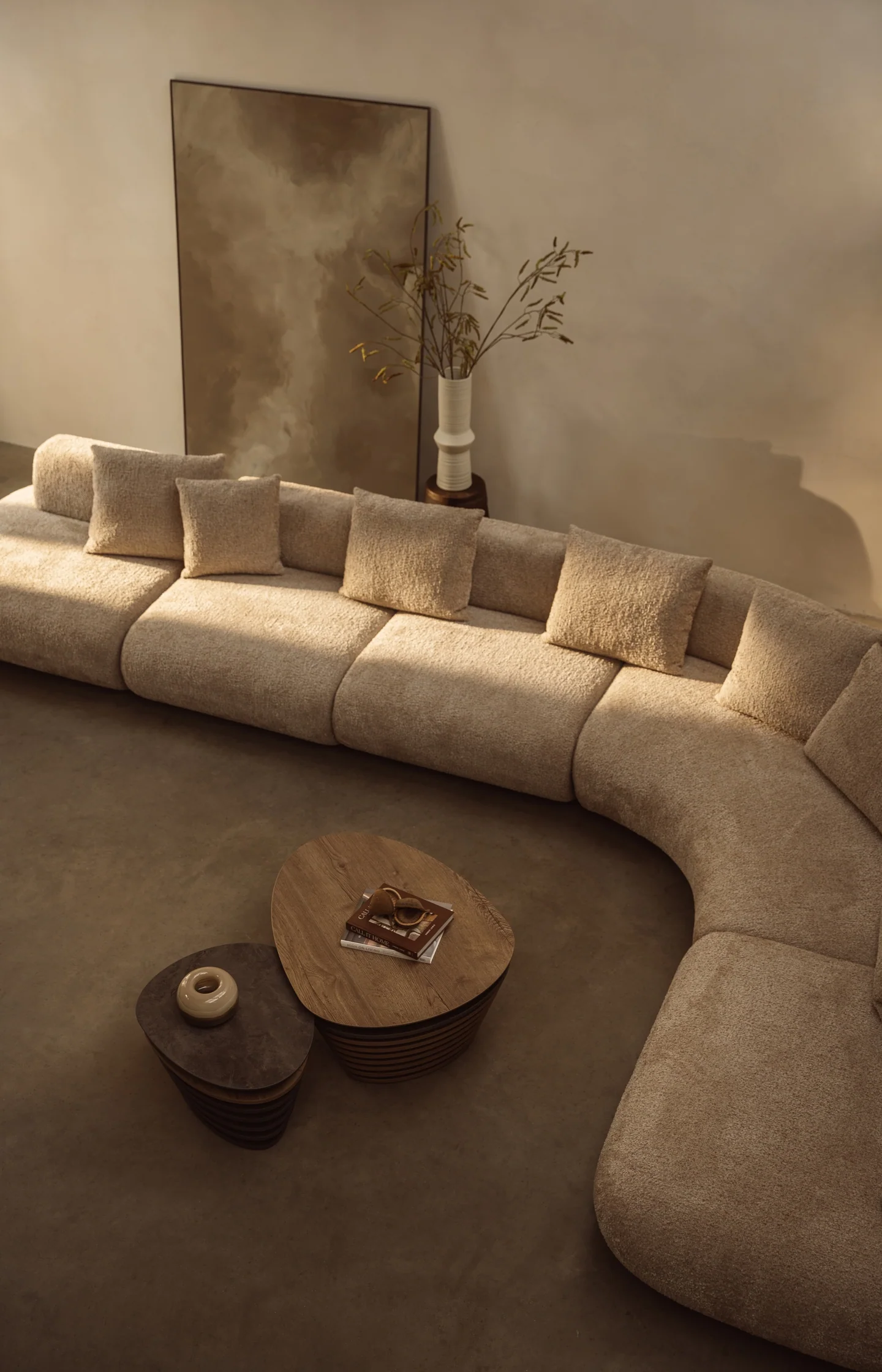 Modular sofa element in bouclé fabric - left - Image 8