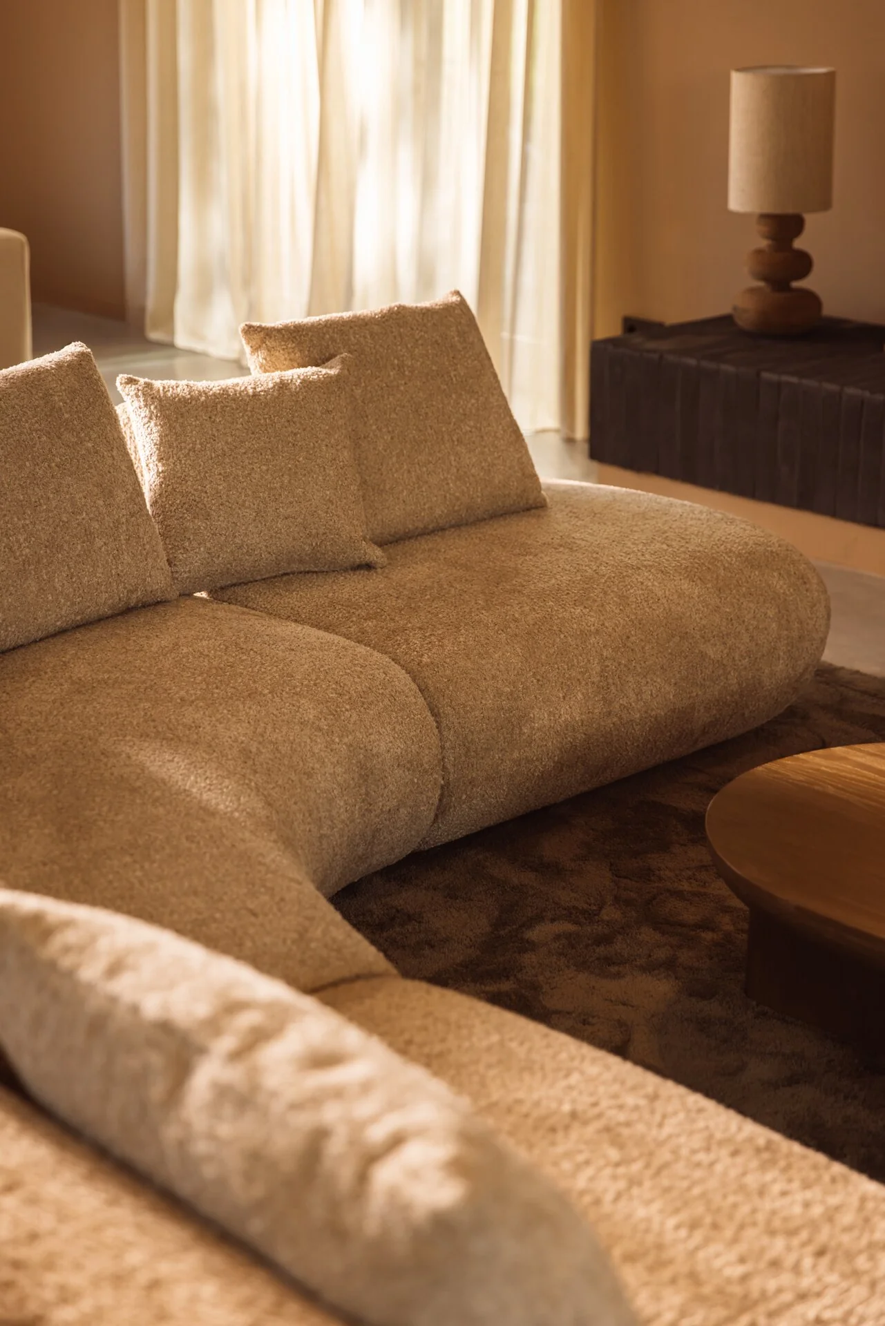 Modular sofa element in bouclé fabric - right