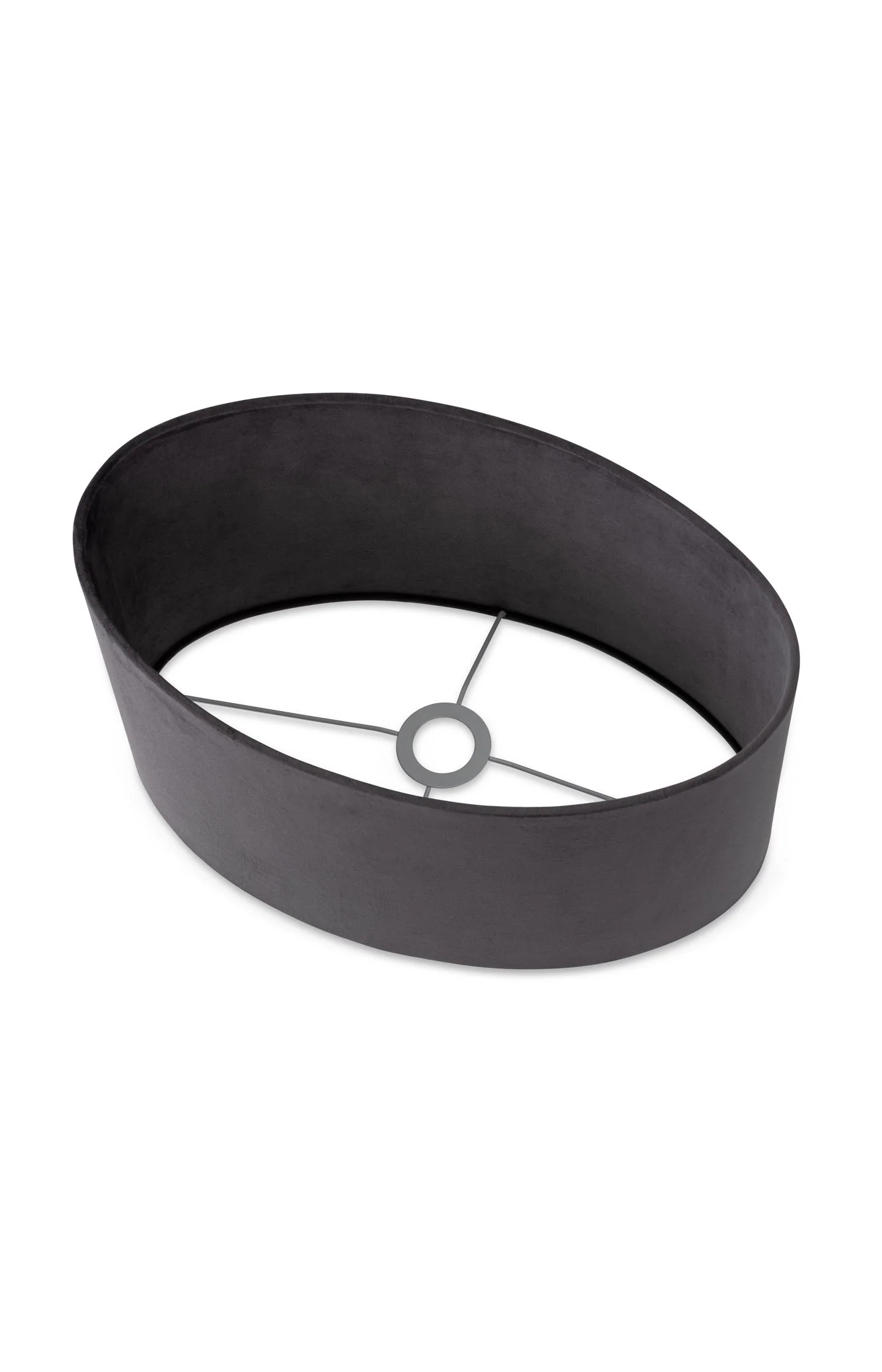 Oval lampshade in grey velvet - Image 3