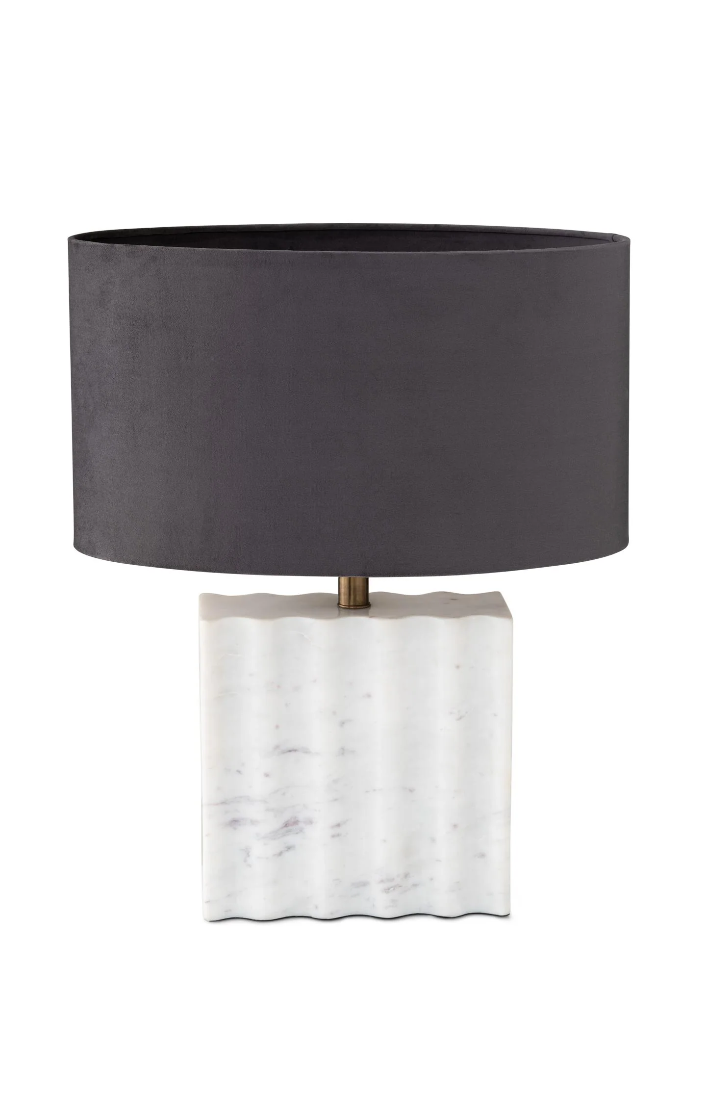 Oval lampshade in grey velvet - Image 4
