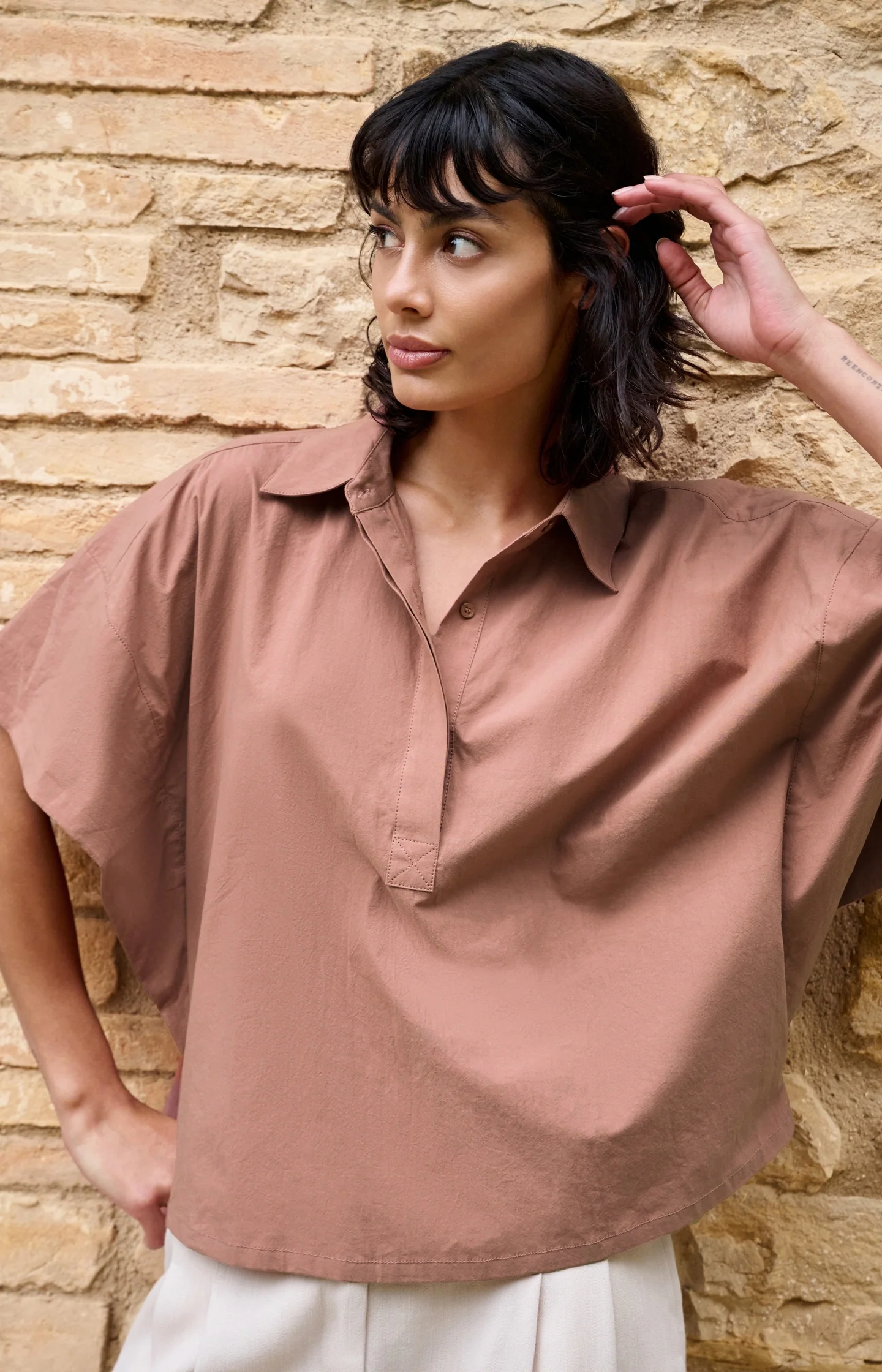 Oversized blouse with sleeve detail