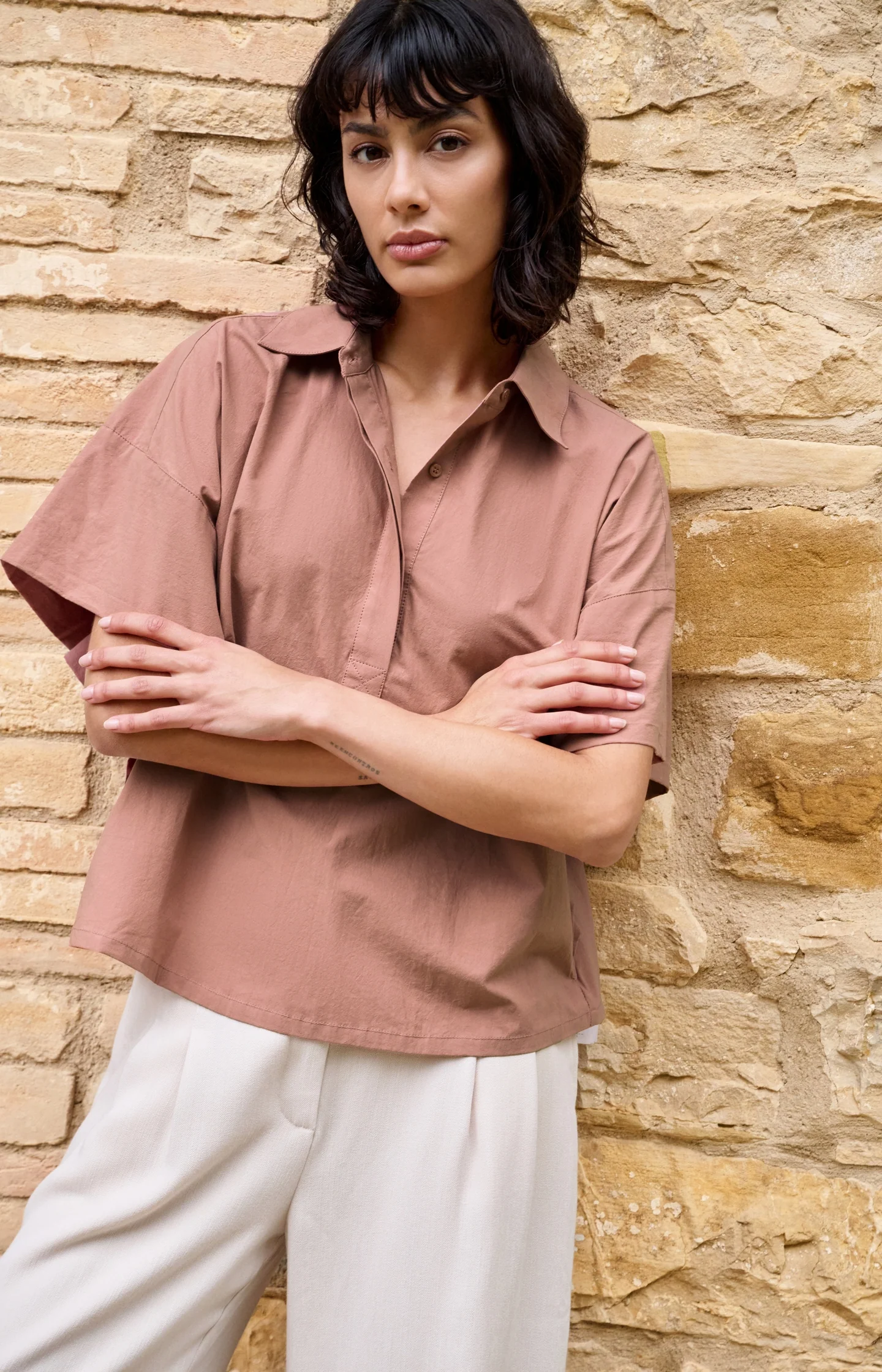 Oversized blouse with sleeve detail - Image 3