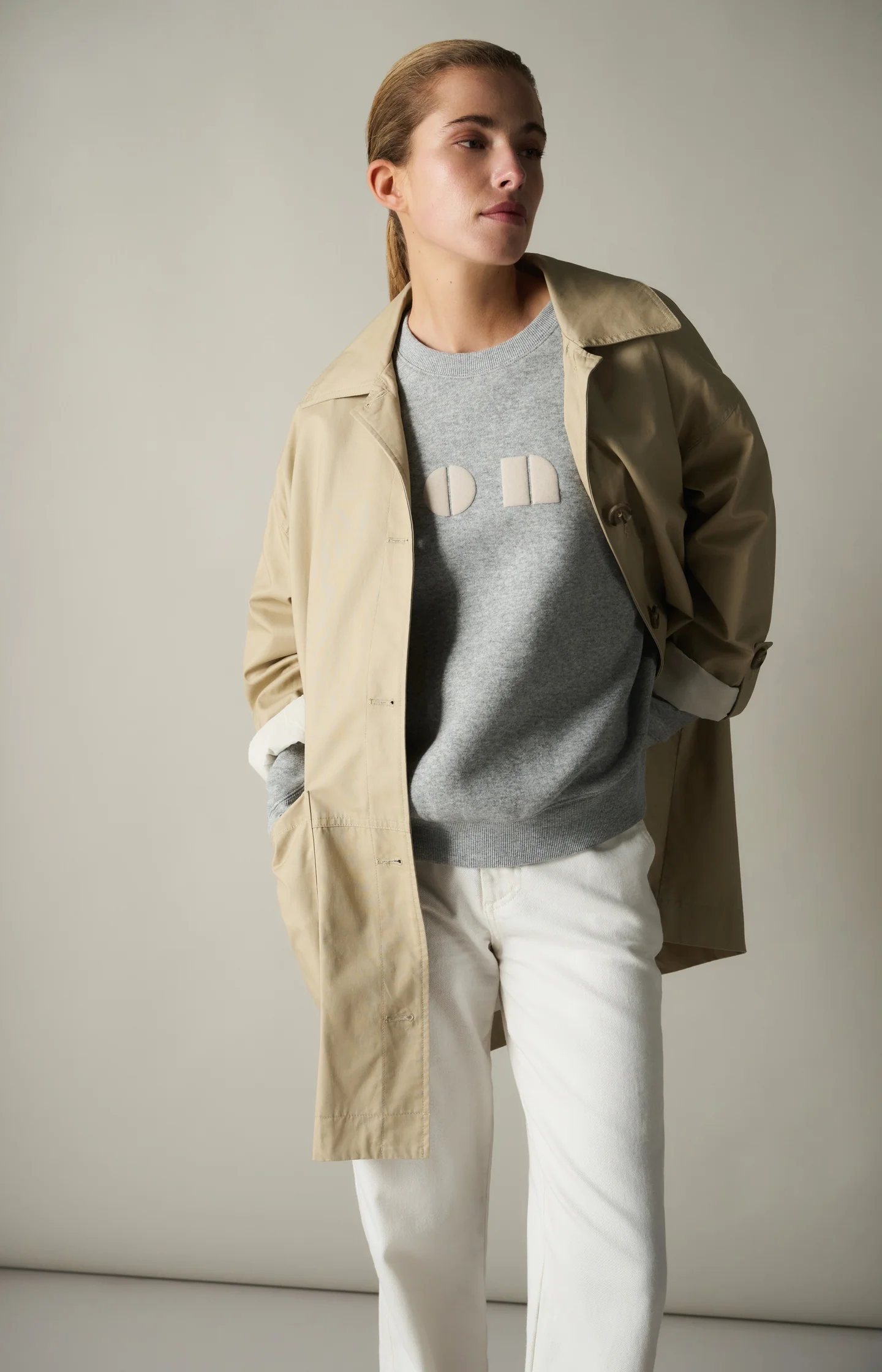Oversized cotton jacket with buttons and patch pockets - Image 7