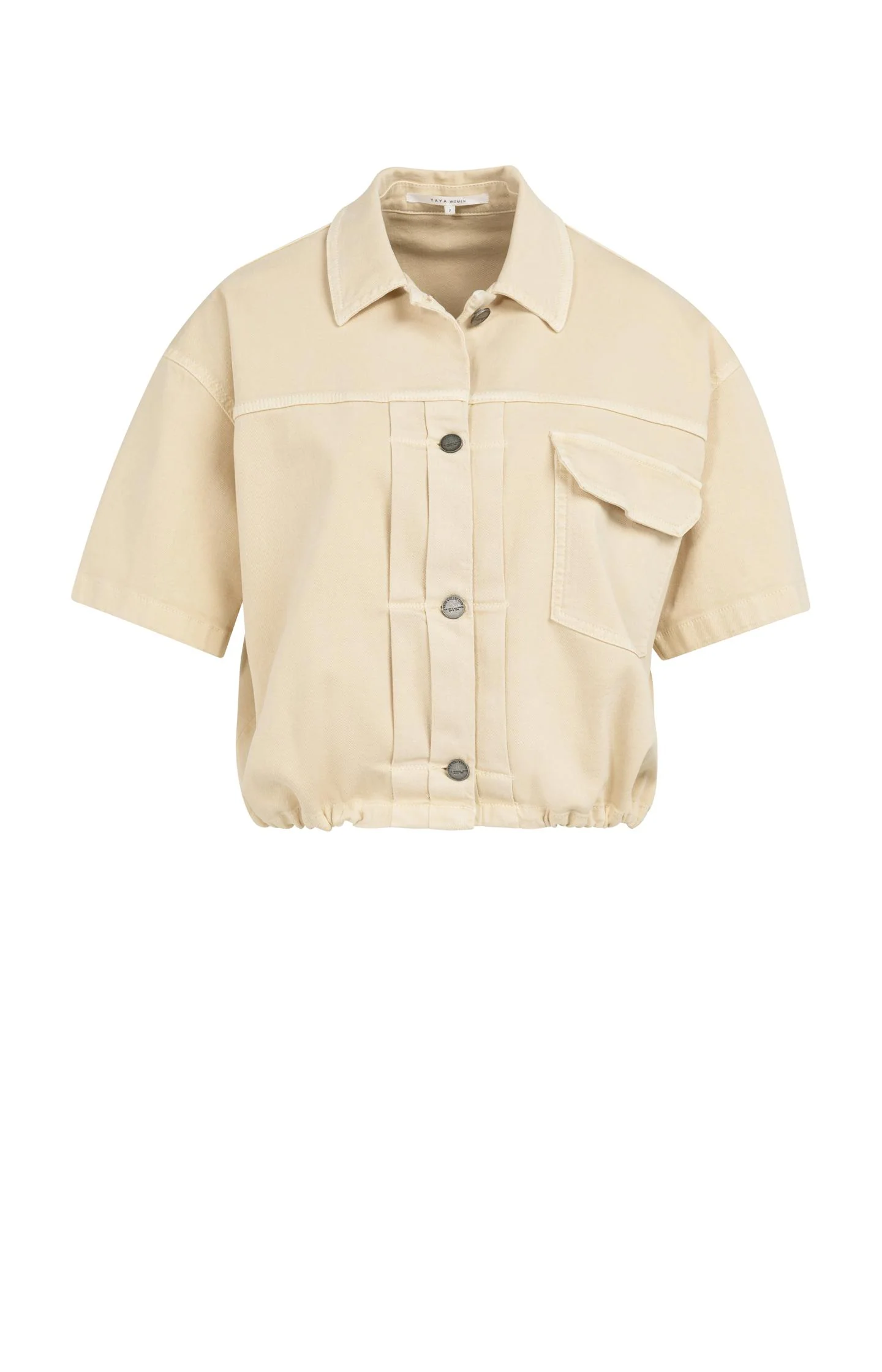Oversized denim worker jacket with short sleeves - Image 2