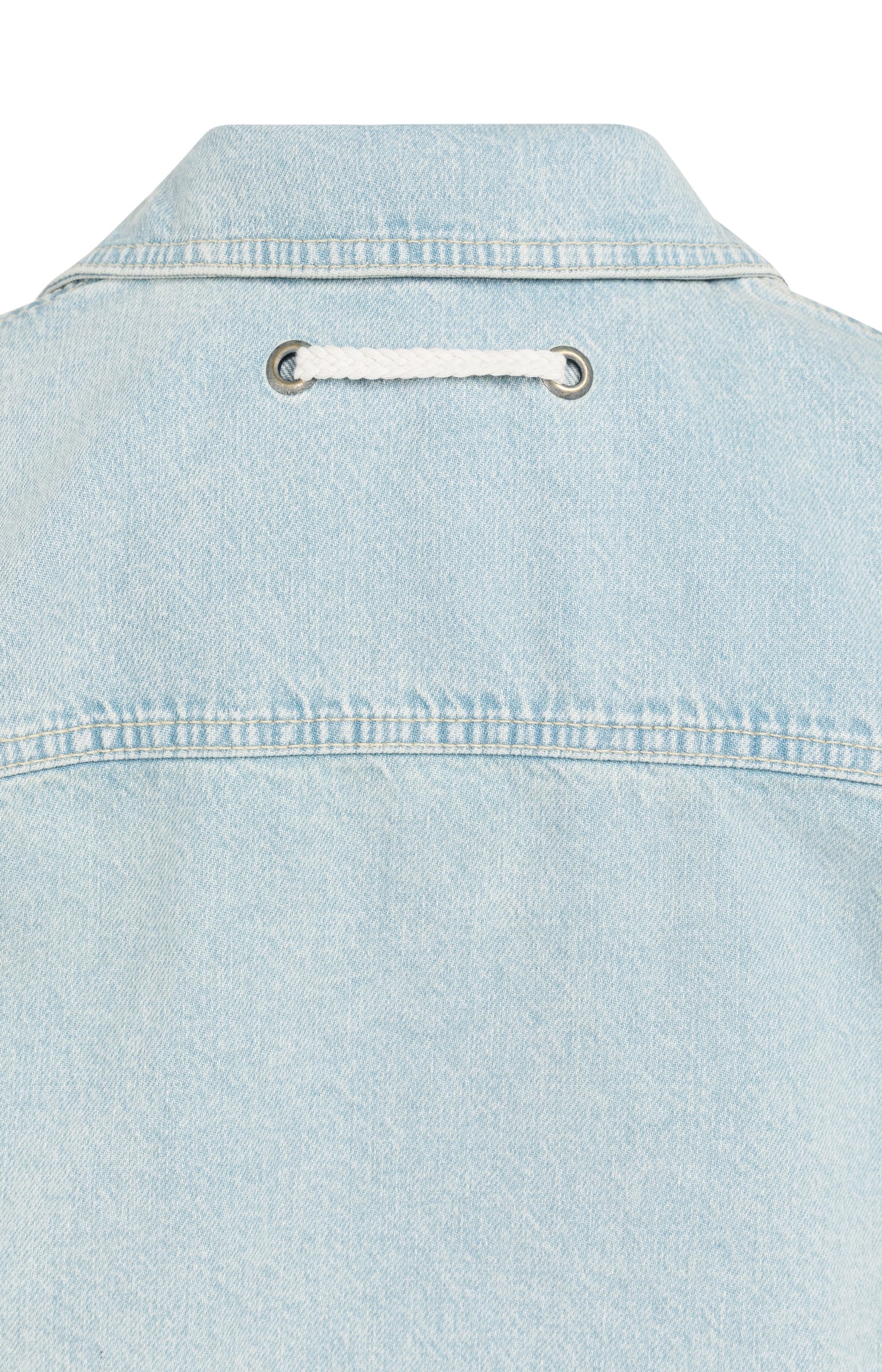 Oversized denim worker jacket with short sleeves - Image 10