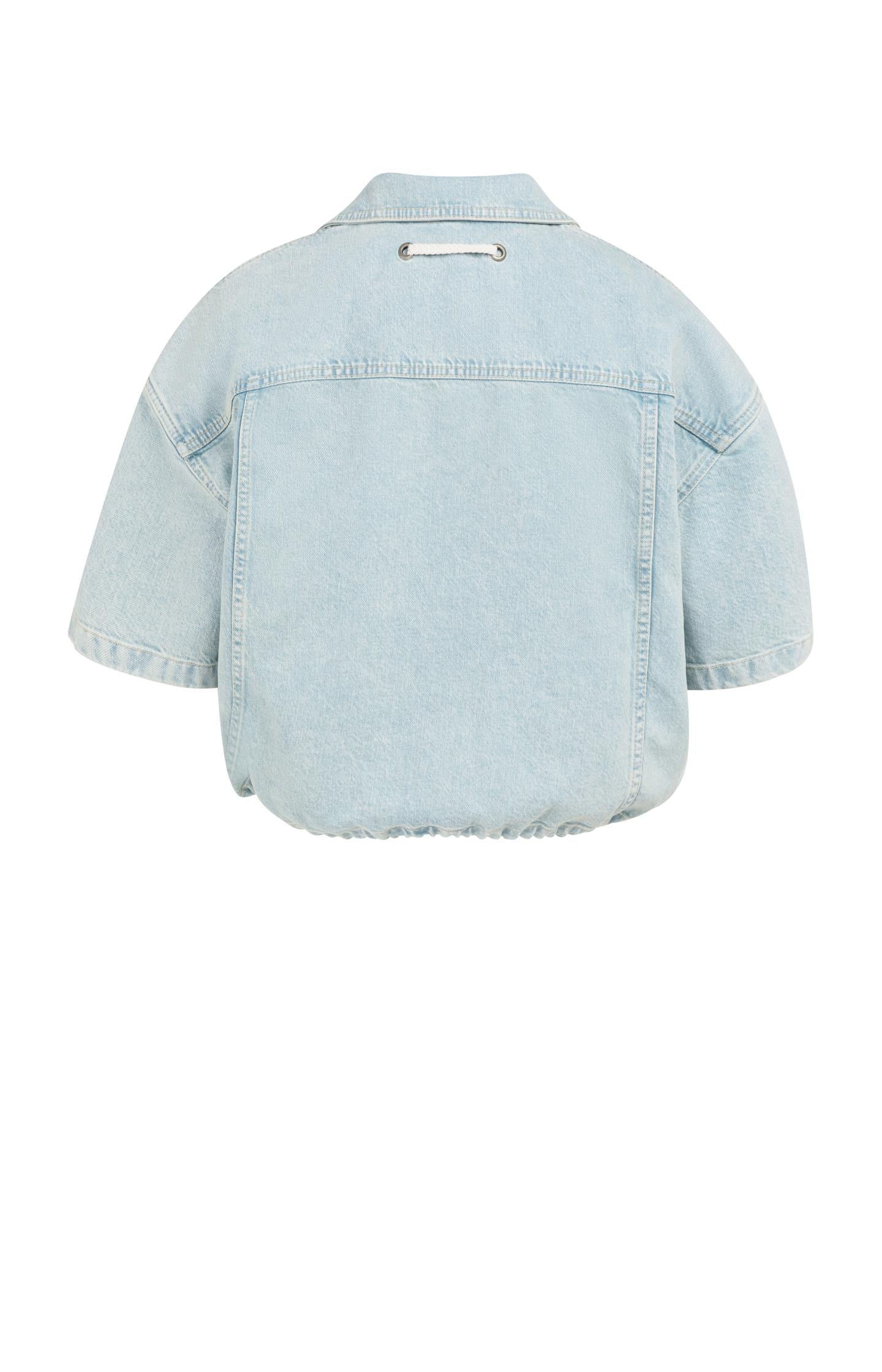 Oversized denim worker jacket with short sleeves - Image 8