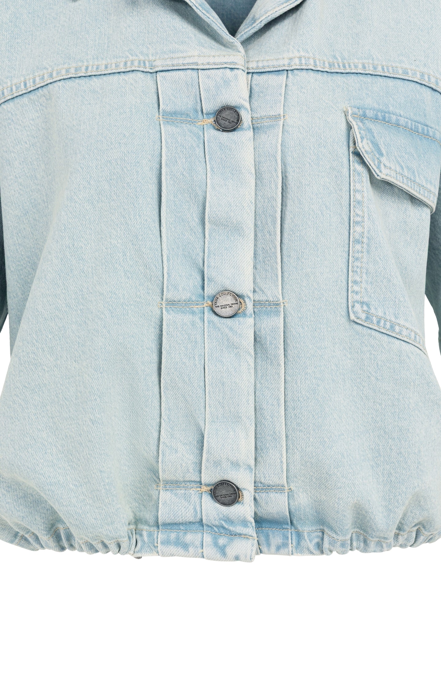 Oversized denim worker jacket with short sleeves - Image 9