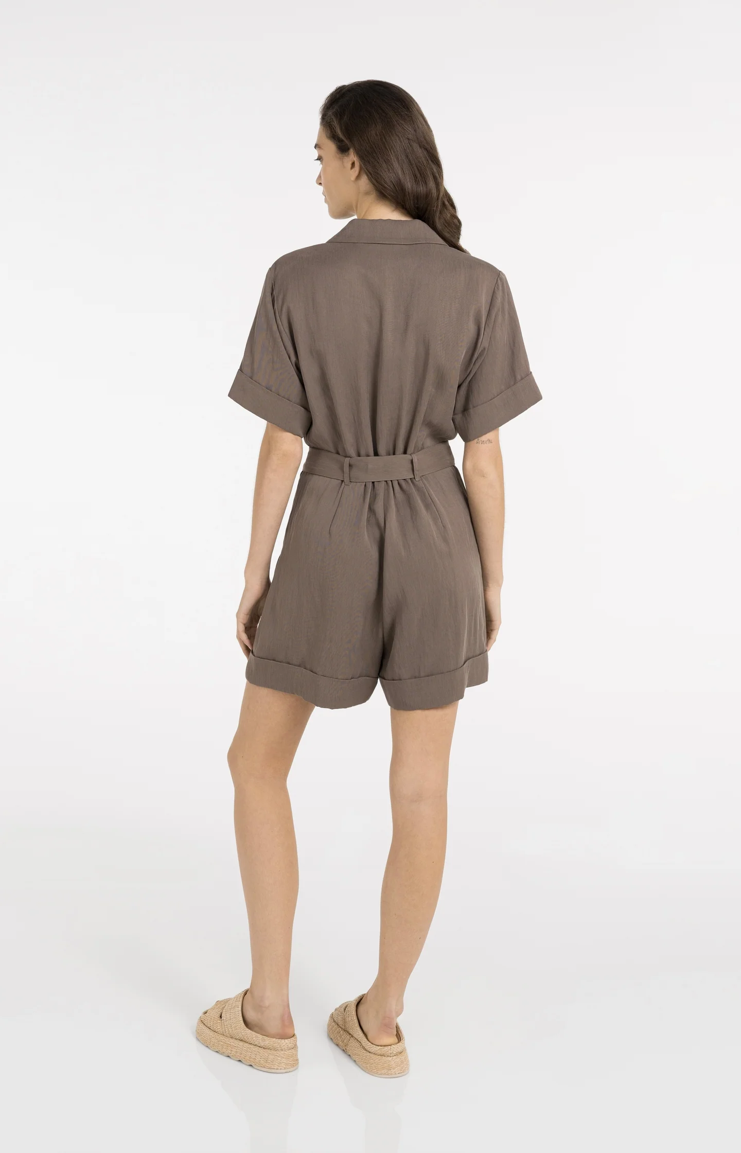 Playsuit with double button closure and belt - Image 5