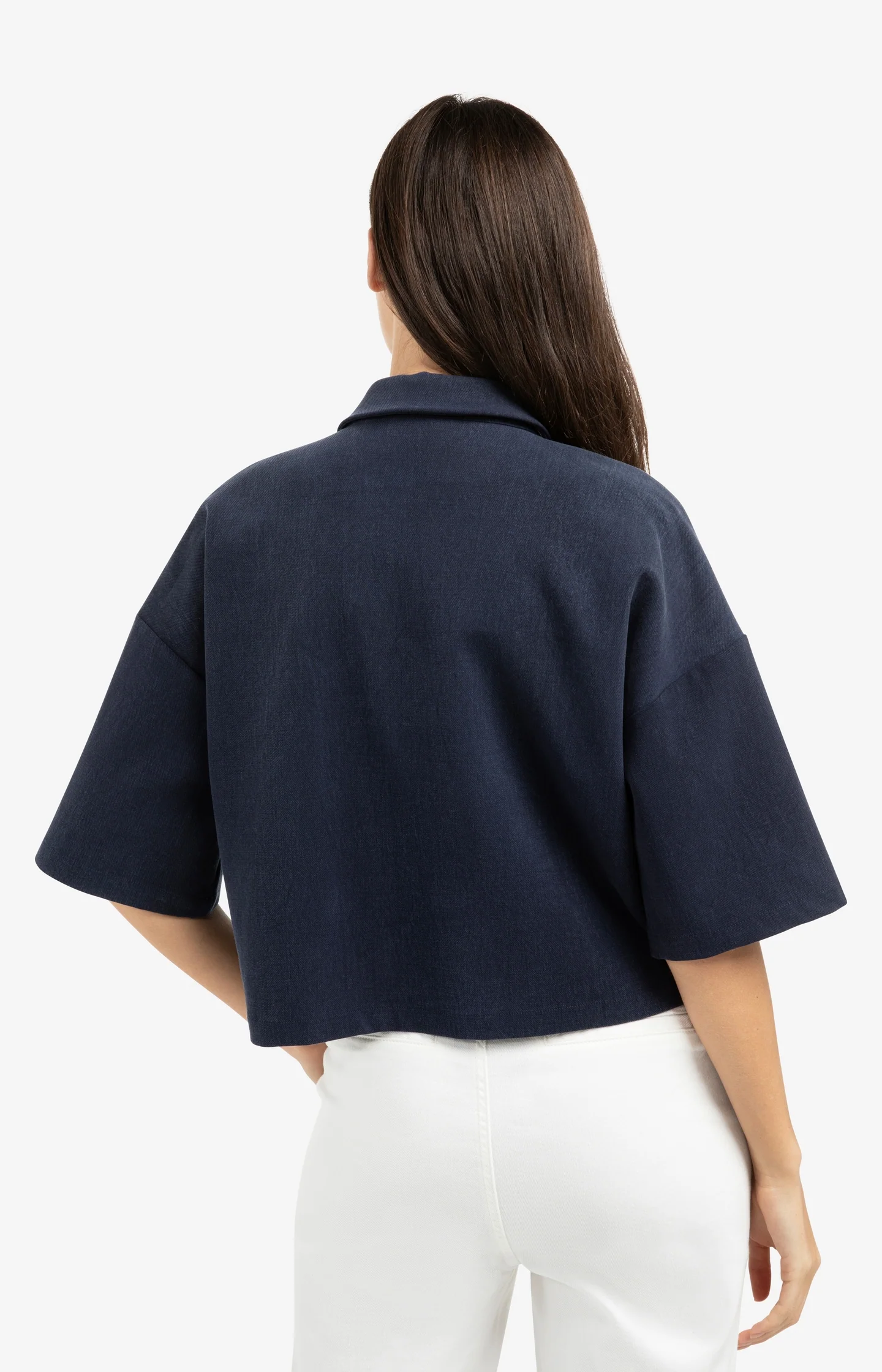 Polo top with half zip and short wide sleeves - Image 4
