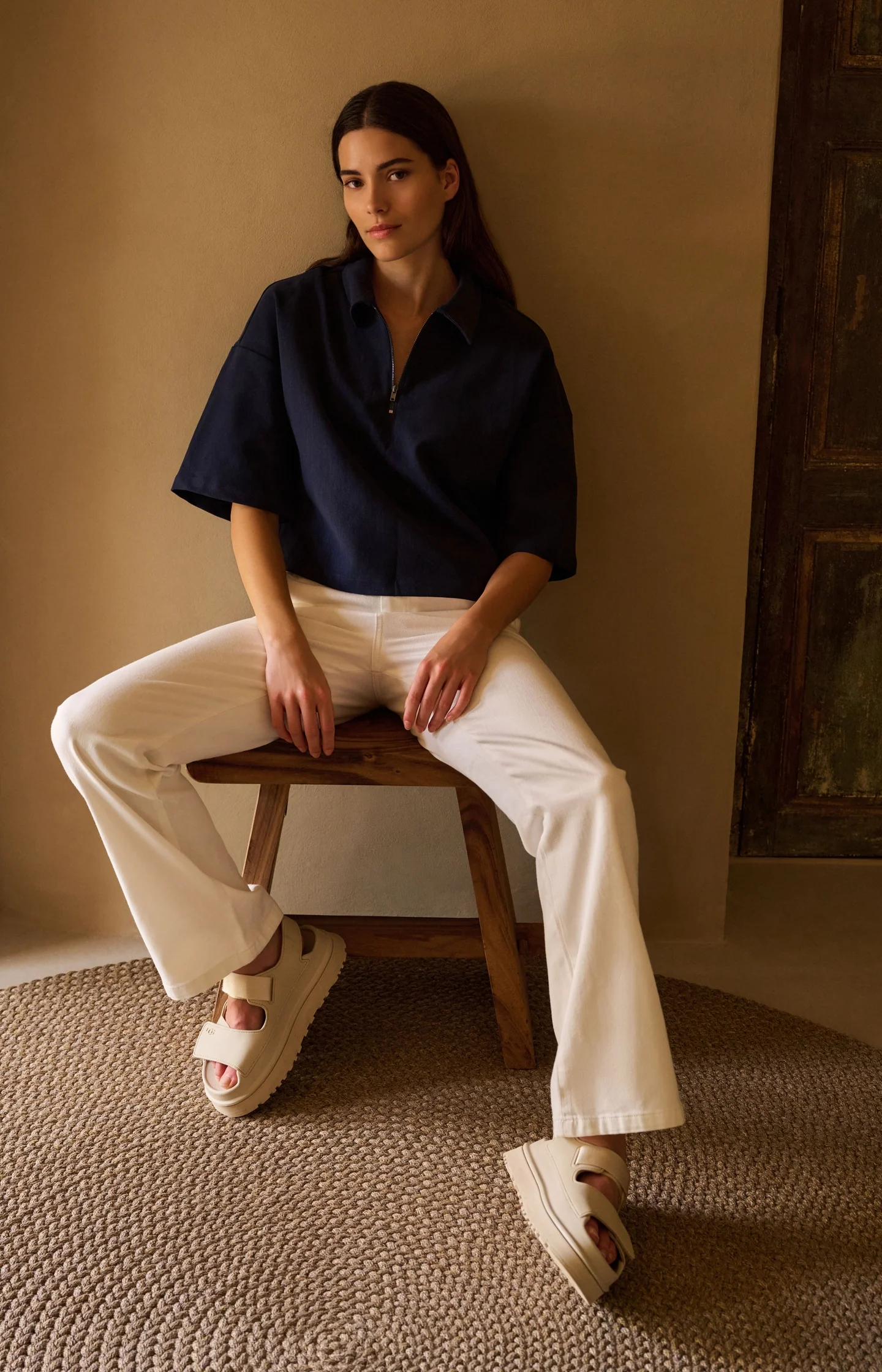 Polo top with half zip and short wide sleeves - Image 7