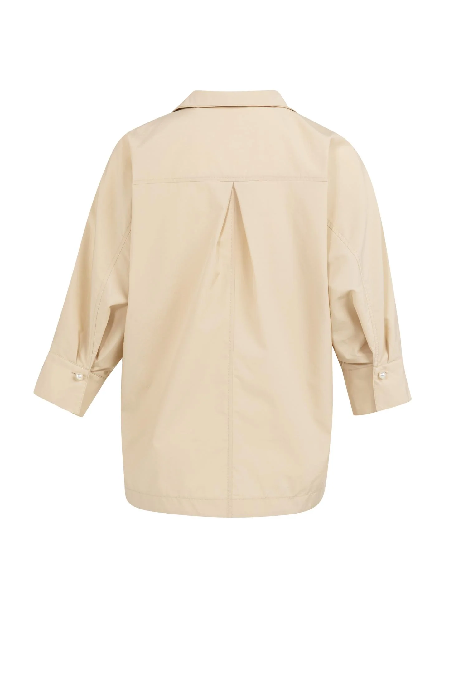 Poplin blouse with polo collar and pearl buttons - Image 7