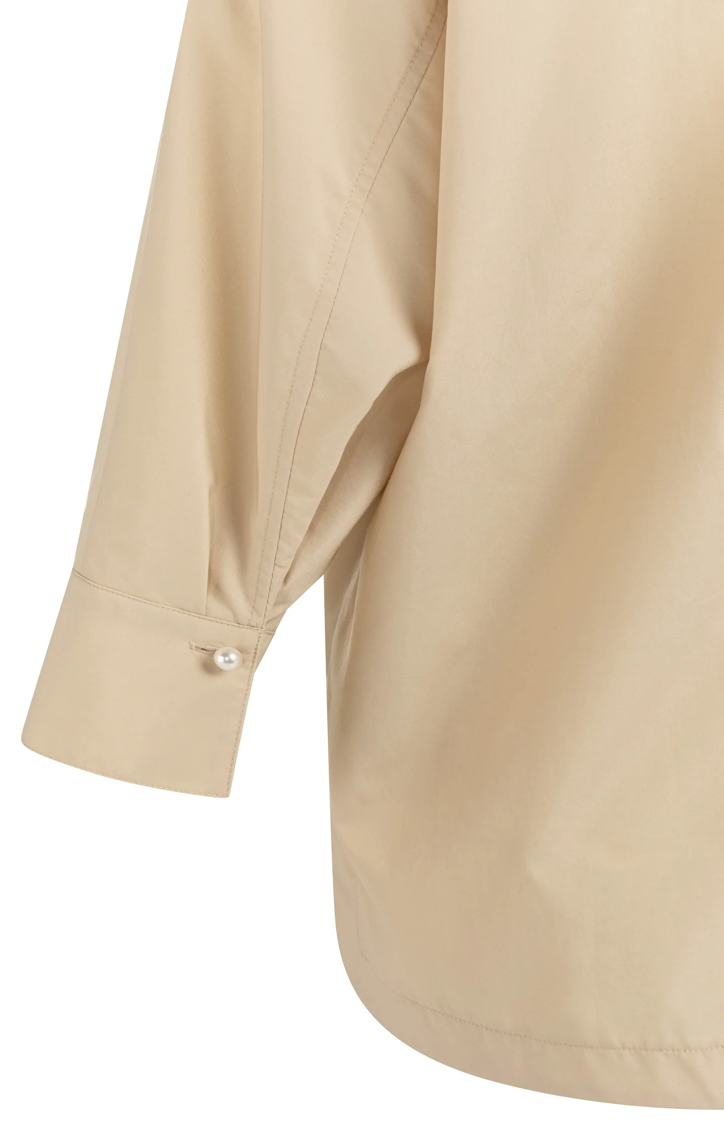 Poplin blouse with polo collar and pearl buttons - Image 8
