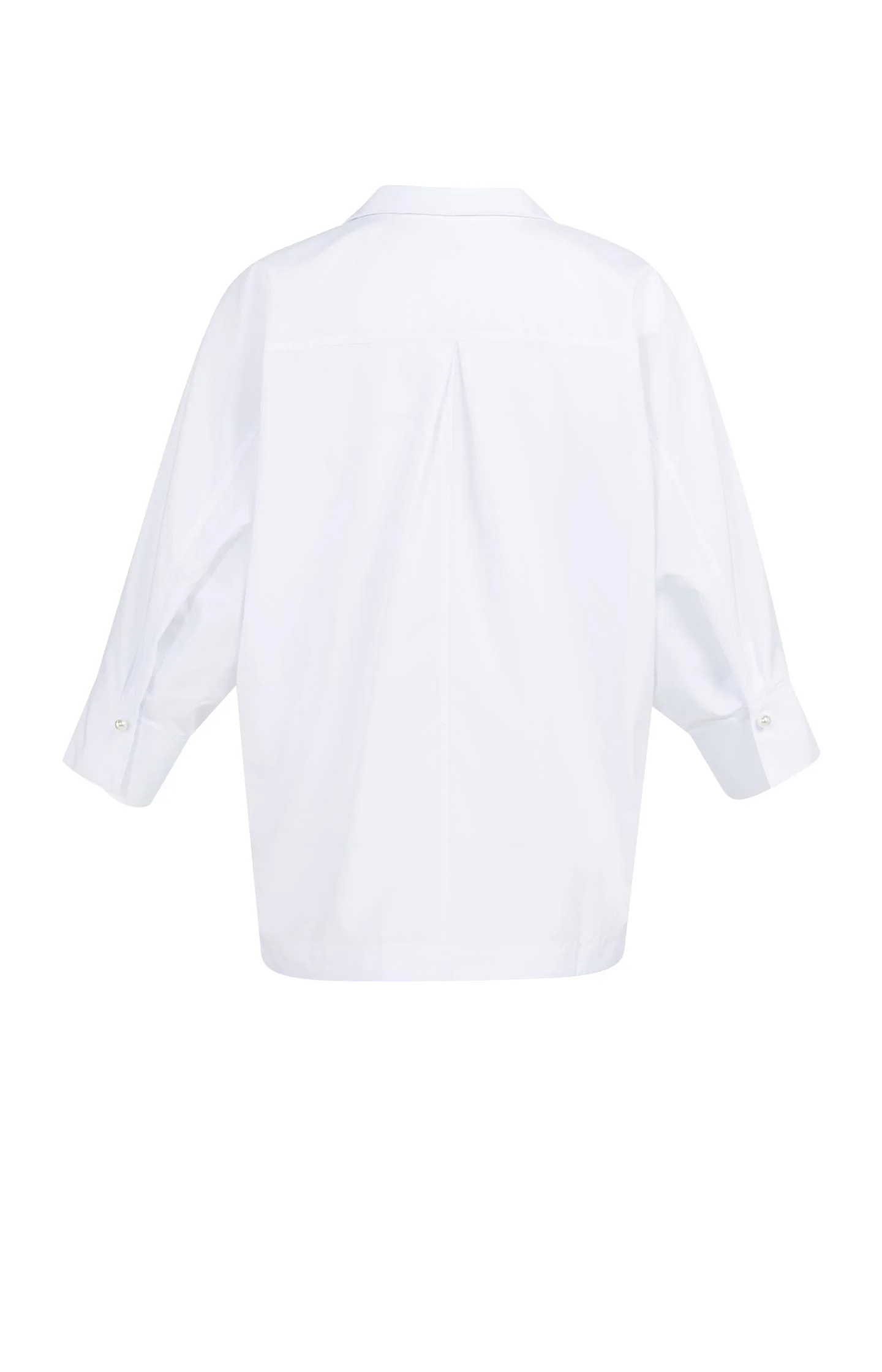 Poplin blouse with polo collar and pearl buttons - Image 7