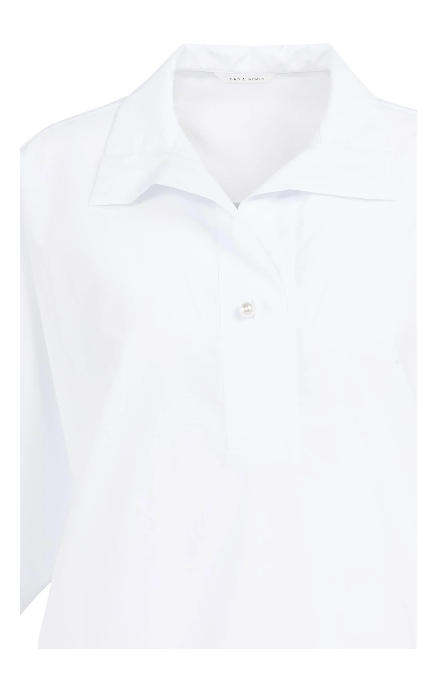 Poplin blouse with polo collar and pearl buttons - Image 8