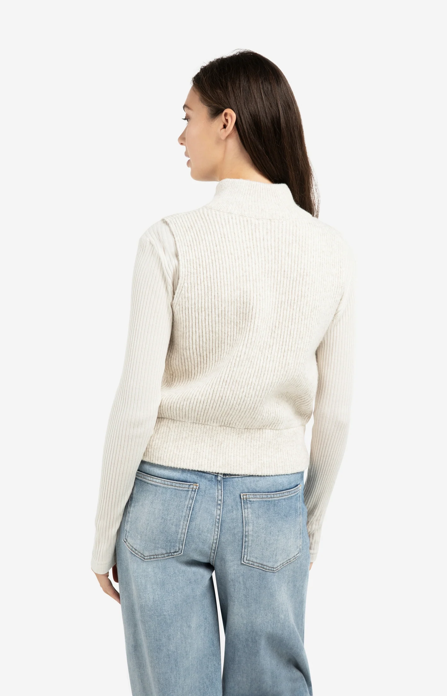 Ribbed knit sleeveless vest with high neck and zipper - Image 4