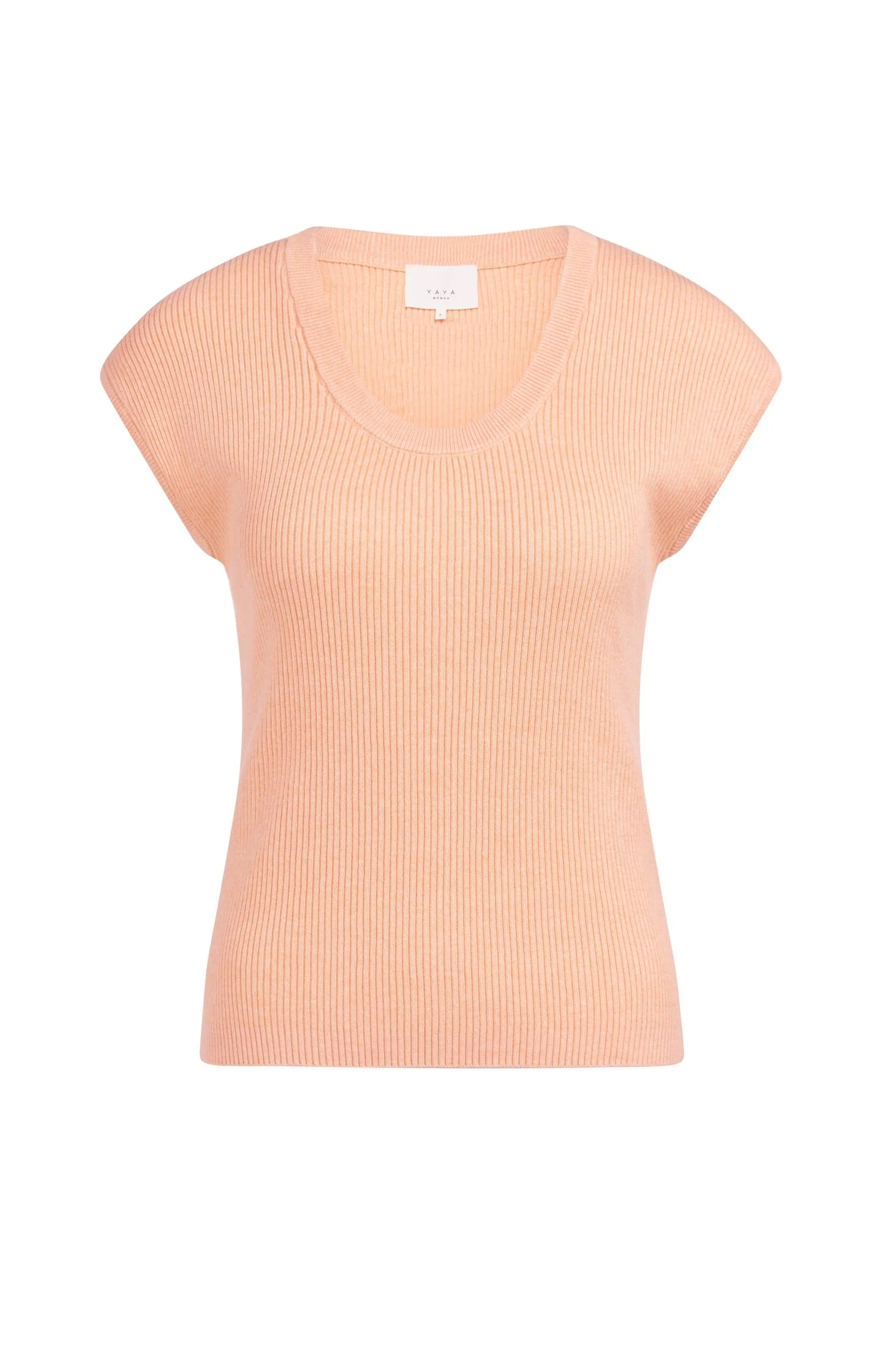 Ribbed knit top with deep round neckline - Image 2