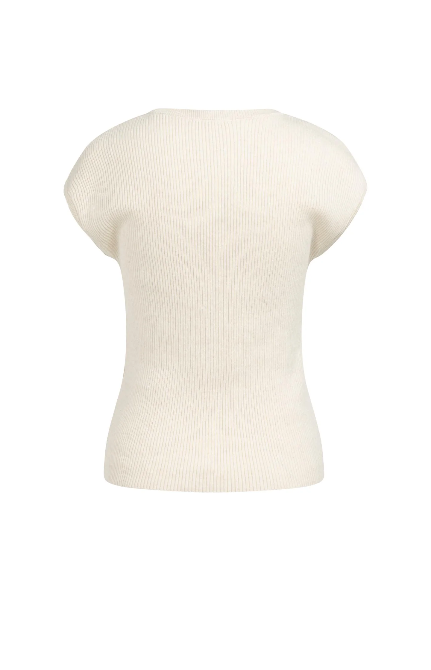 Ribbed knit top with deep round neckline - Image 6