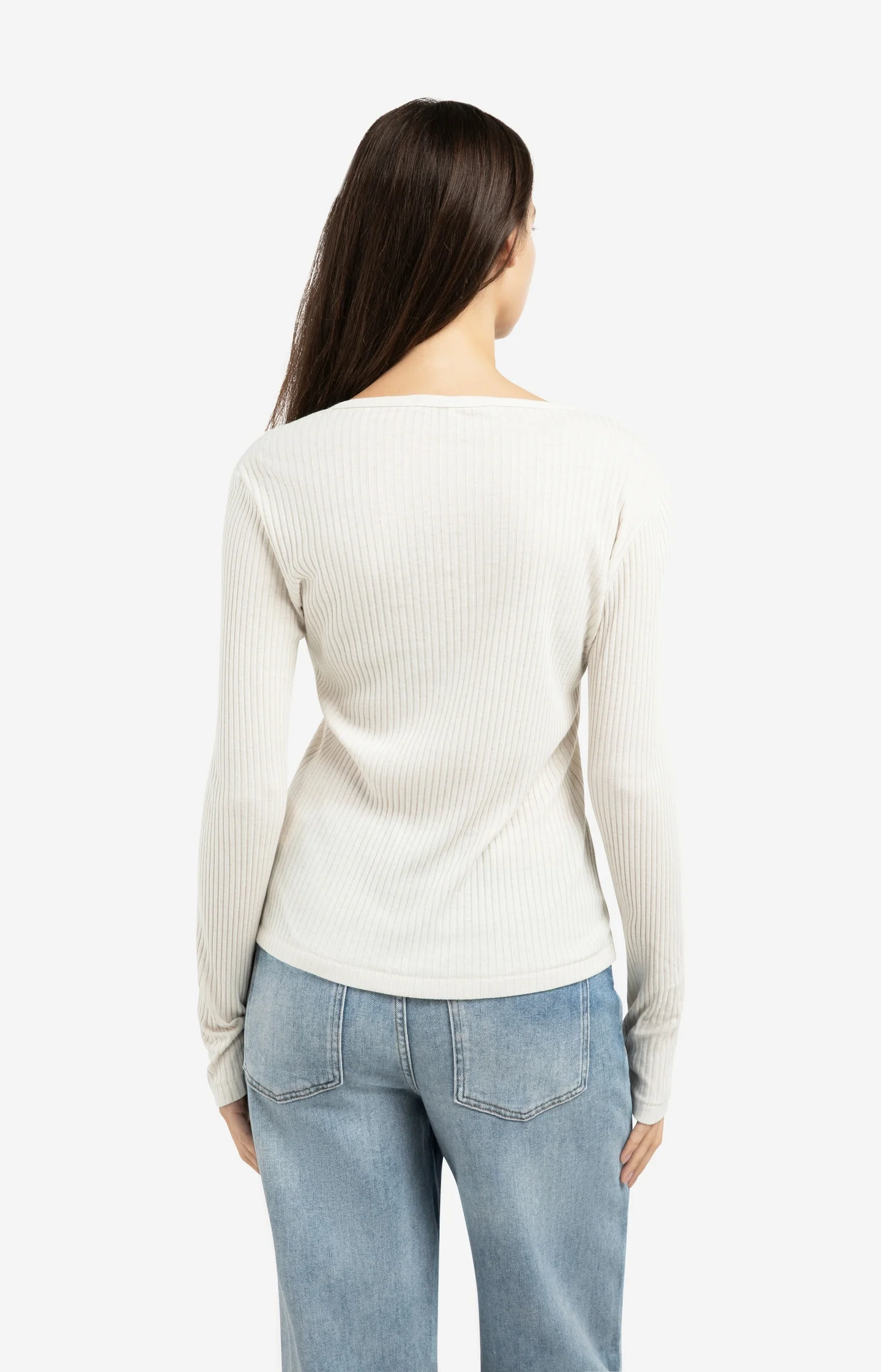 Ribbed long sleeve shirt with round neckline - Image 4