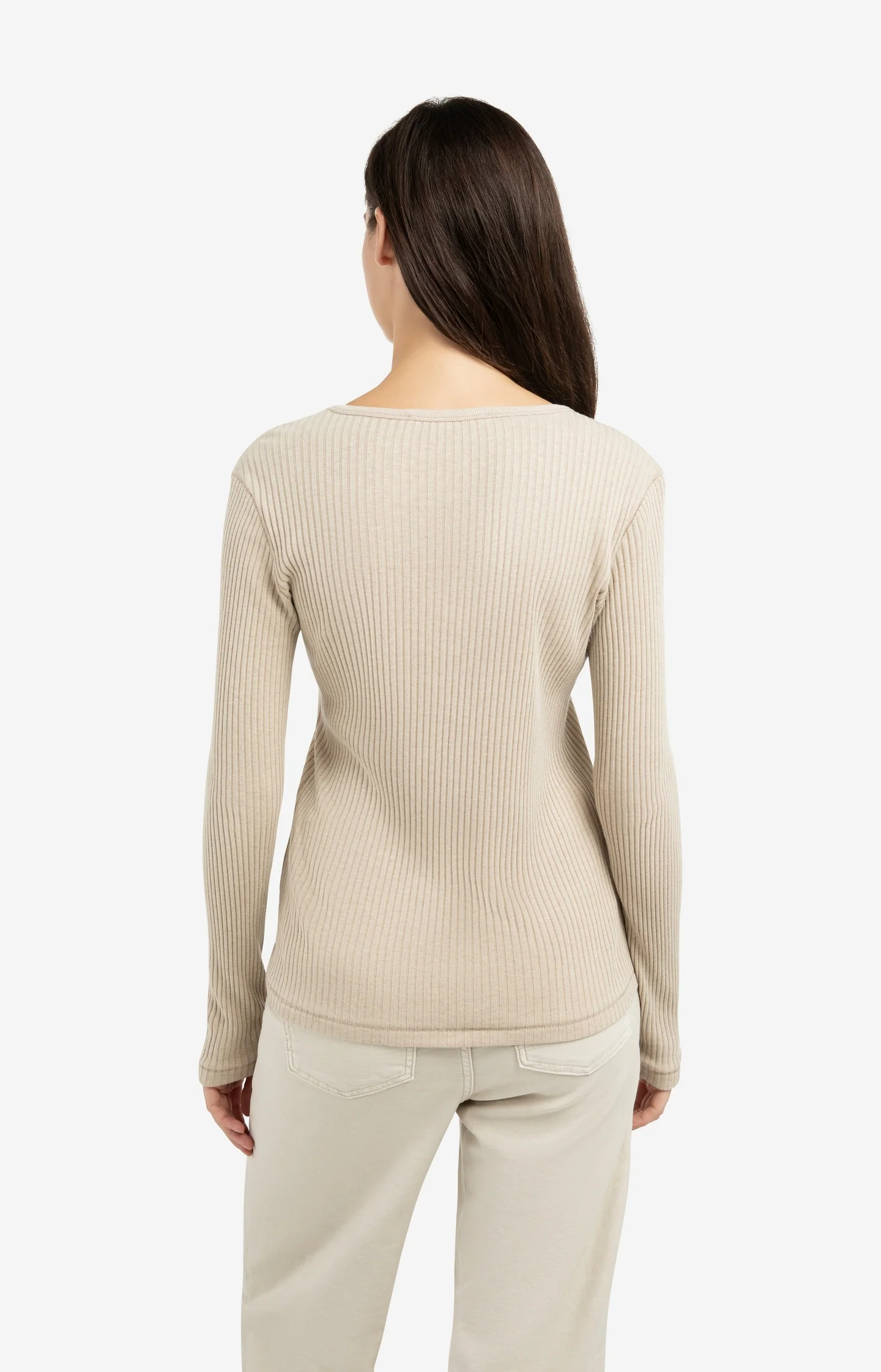 Ribbed long sleeve shirt with round neckline - Image 4