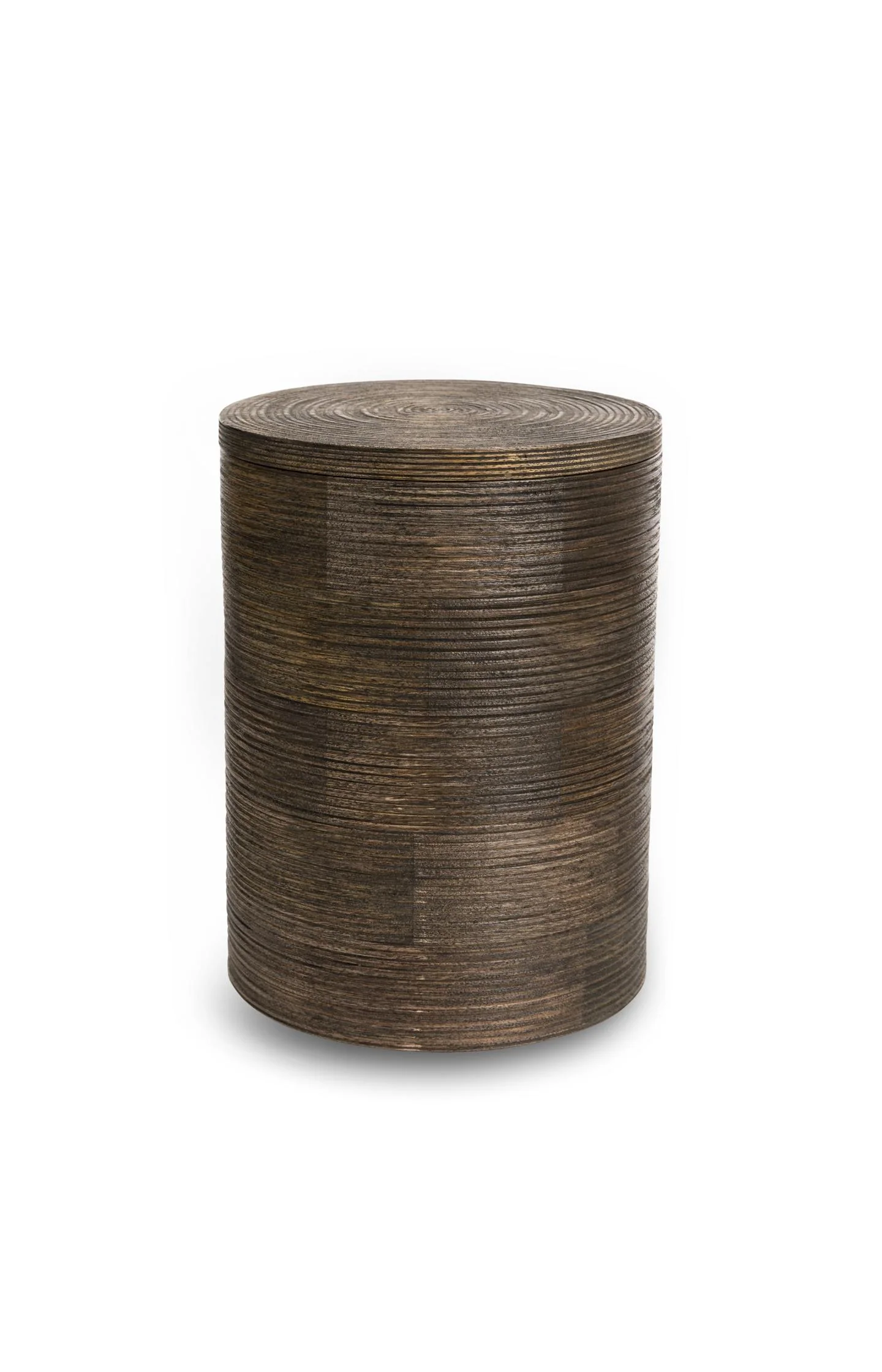 Ribbed mango wood storage jar - medium