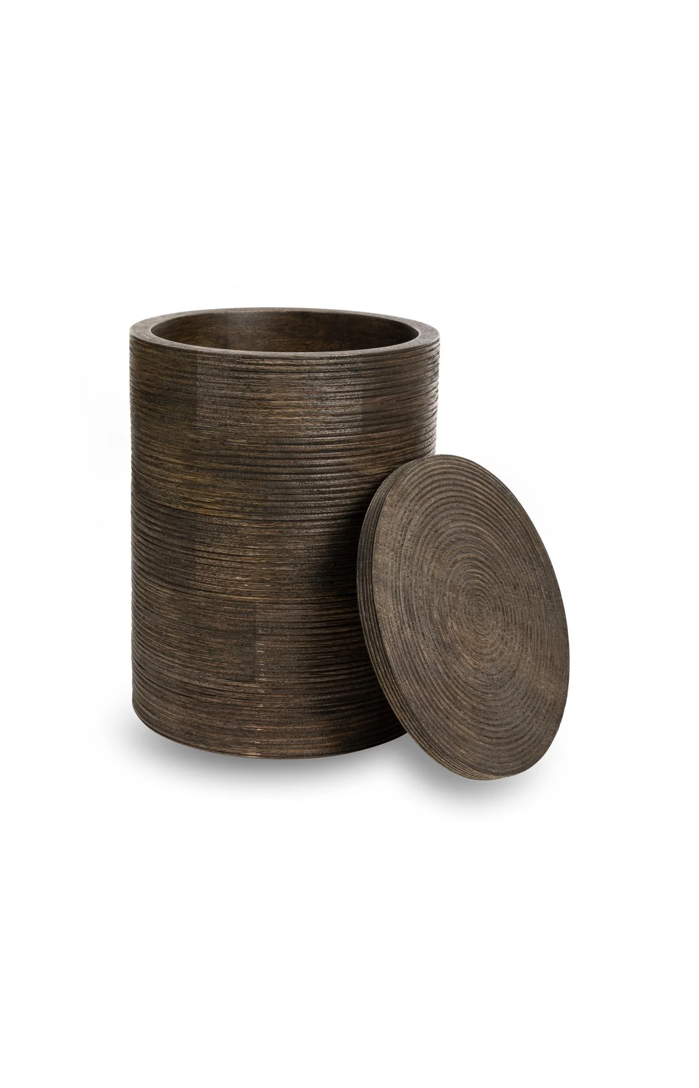 Ribbed mango wood storage jar - medium - Image 2
