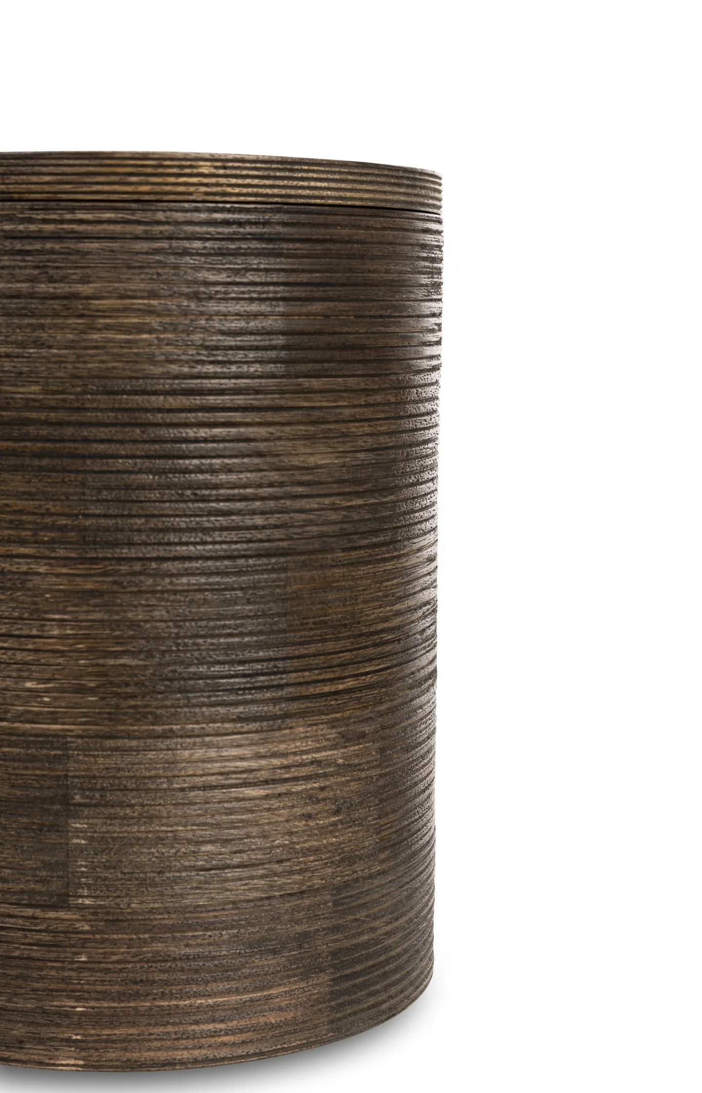 Ribbed mango wood storage jar - medium - Image 3