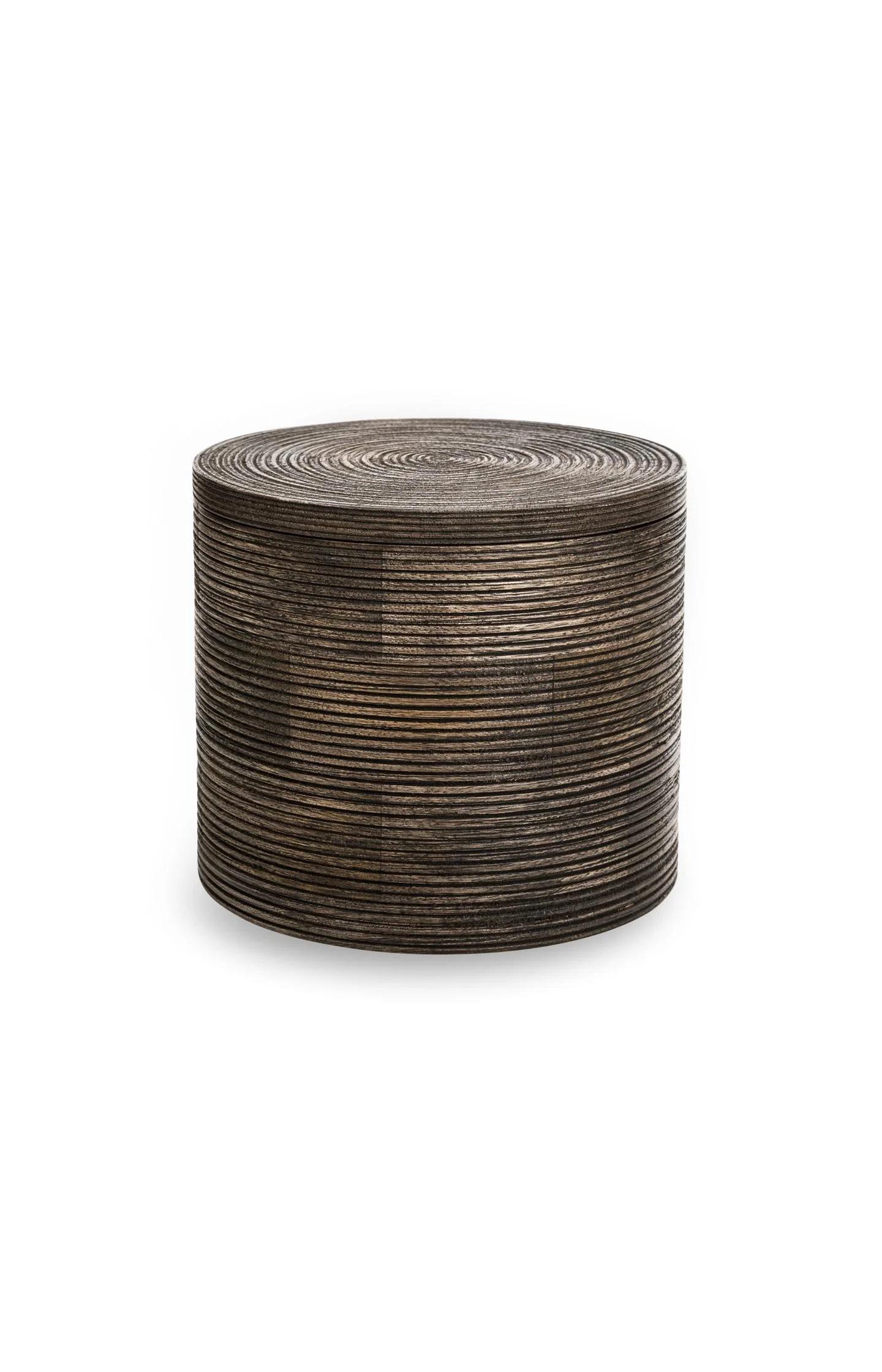 Ribbed mango wood storage jar - small - Image 2