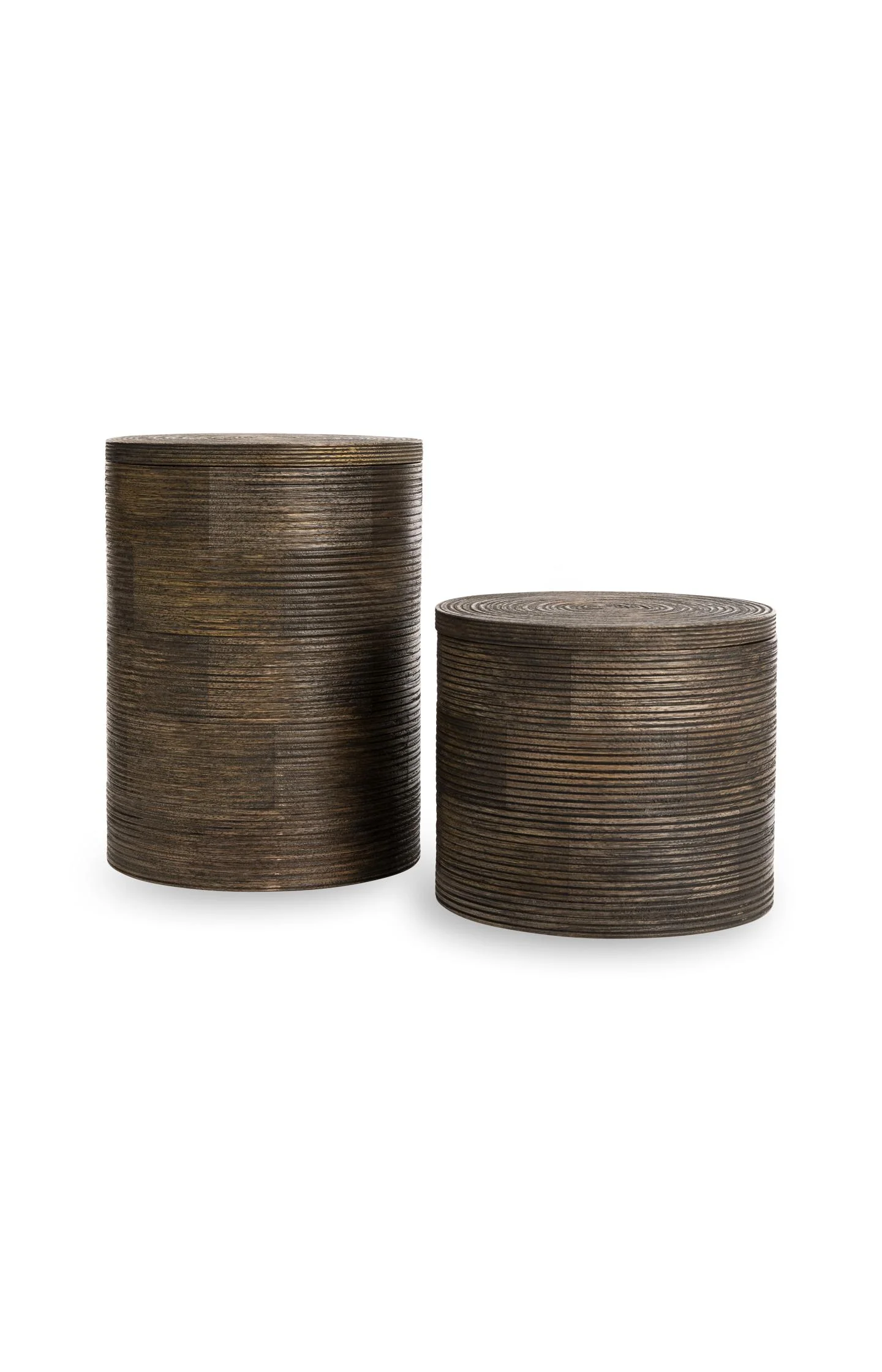 Ribbed mango wood storage jar - small - Image 4