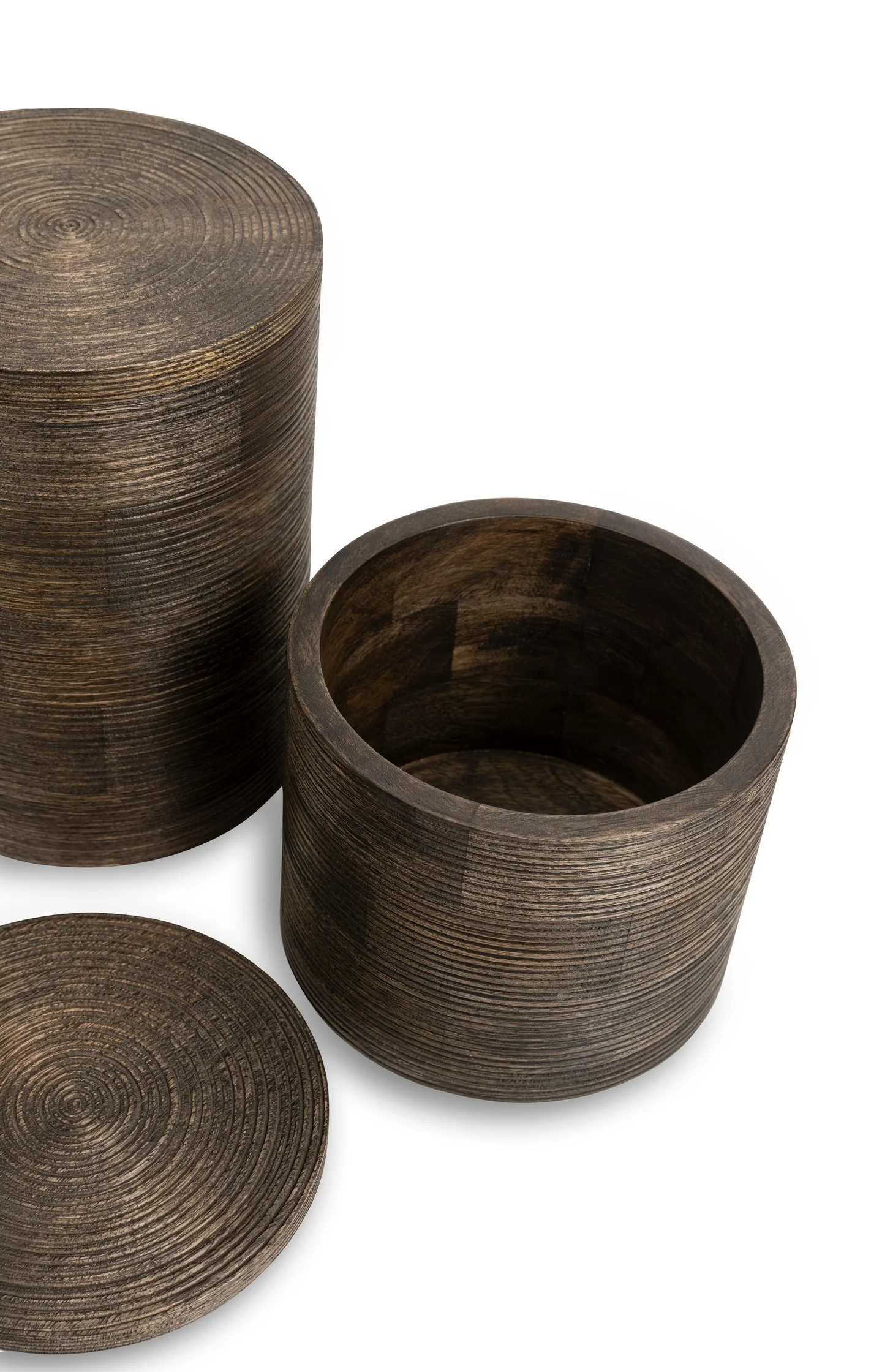 Ribbed mango wood storage jar - small - Image 5