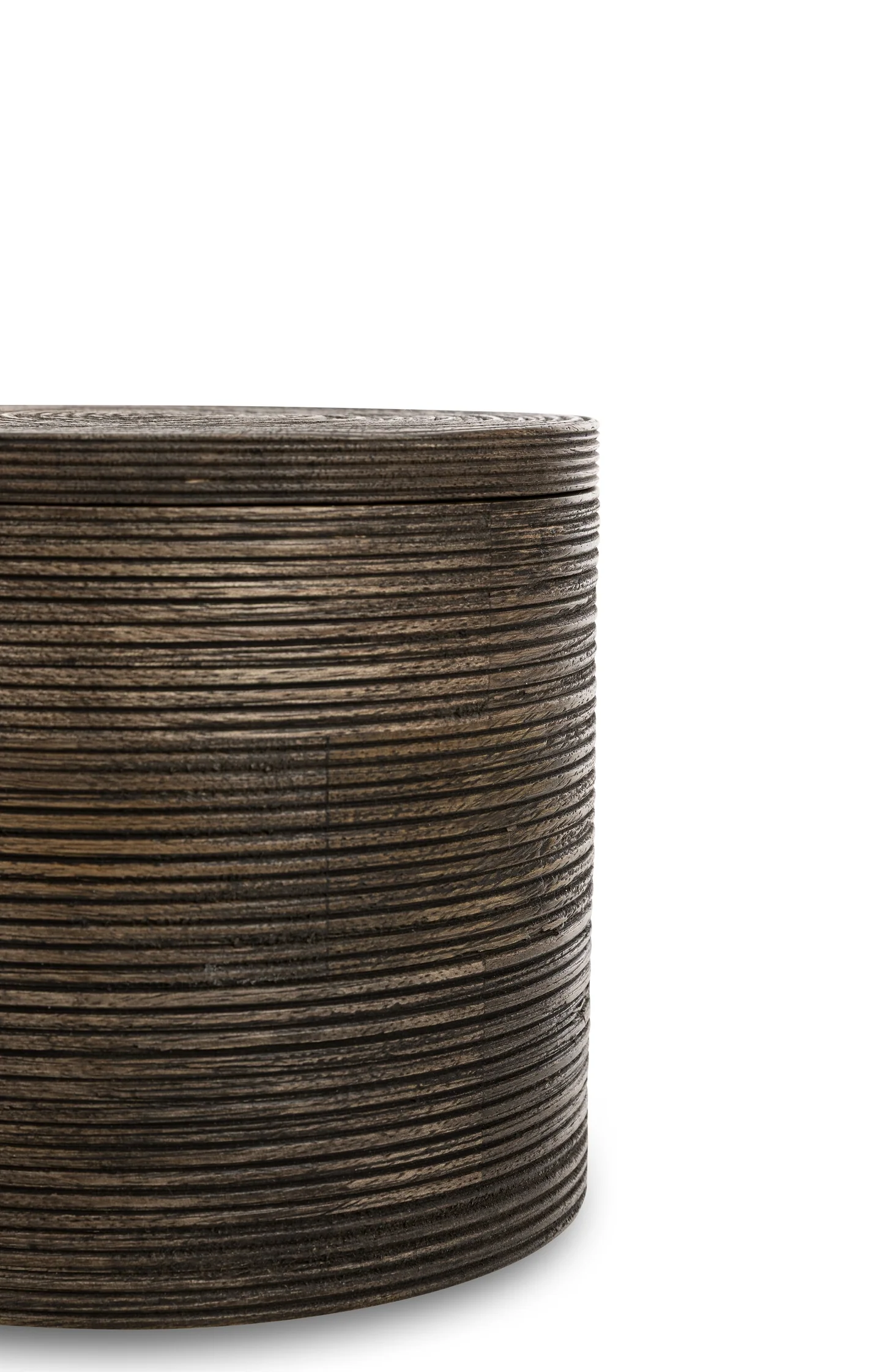 Ribbed mango wood storage jar - small - Image 6