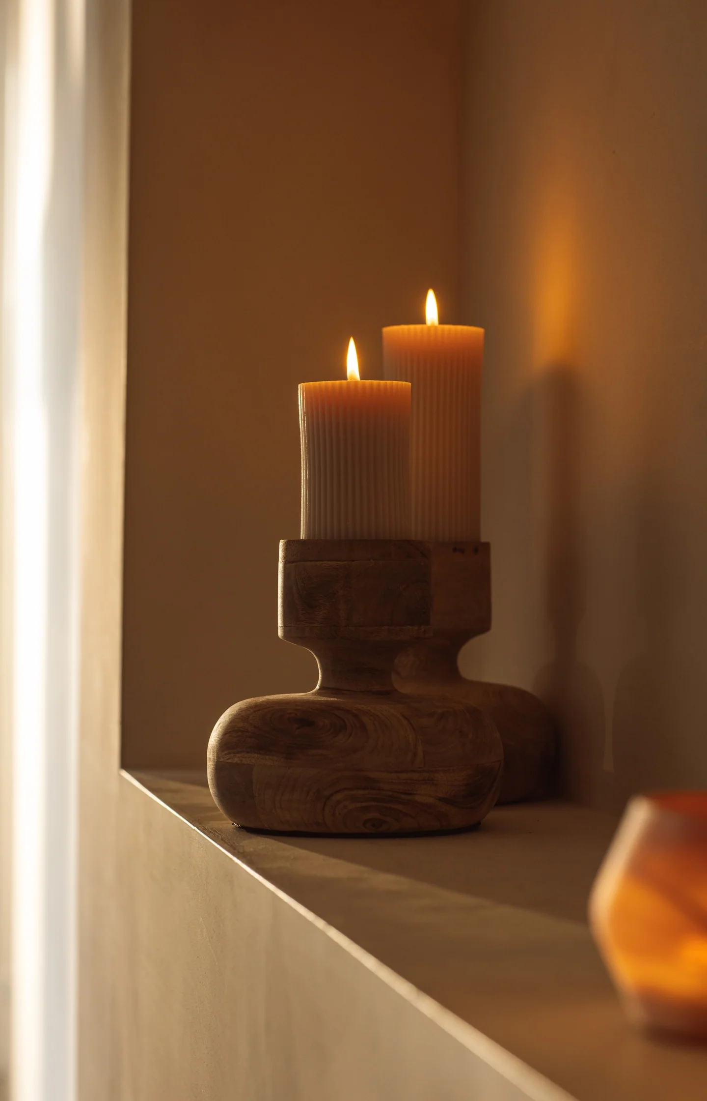 Ribbed pillar candle - small - Image 3