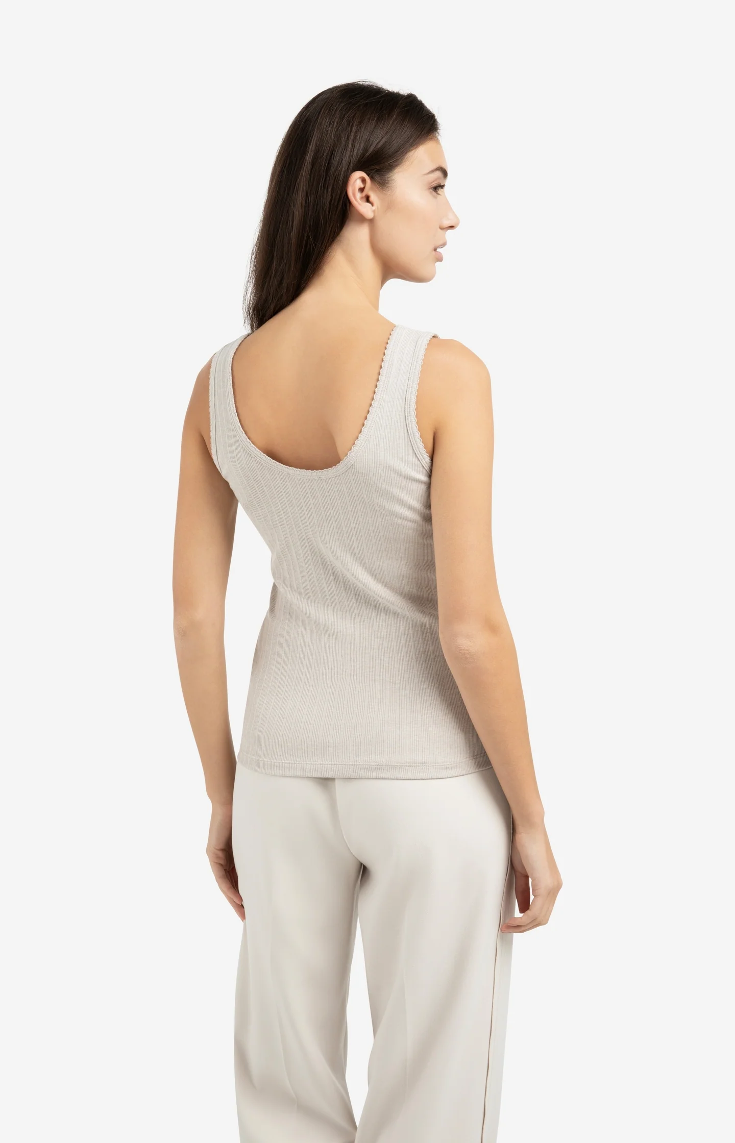 Ribbed singlet with delicate scalloped edge - Image 3