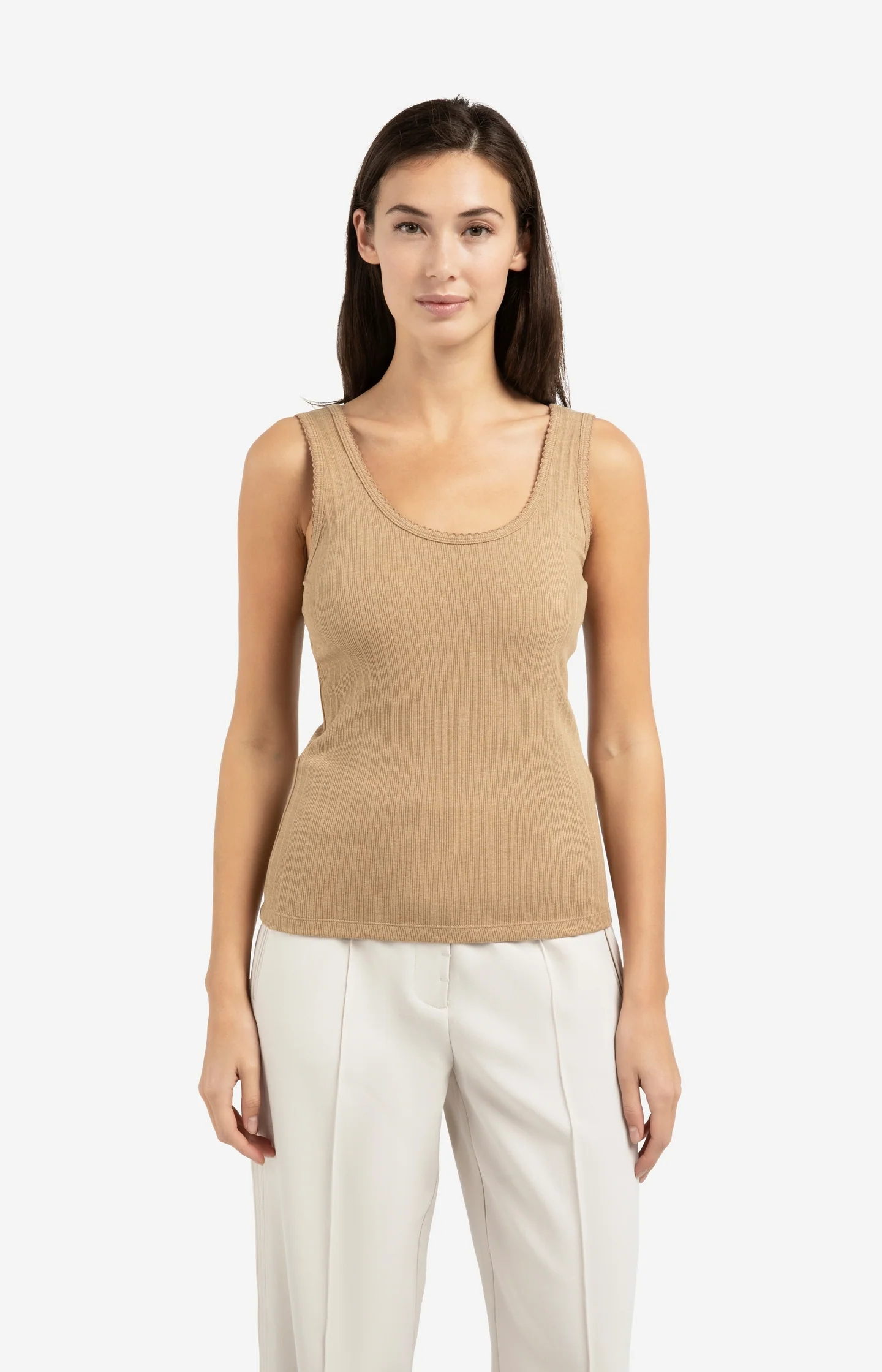 Ribbed singlet with delicate scalloped edge - Image 3