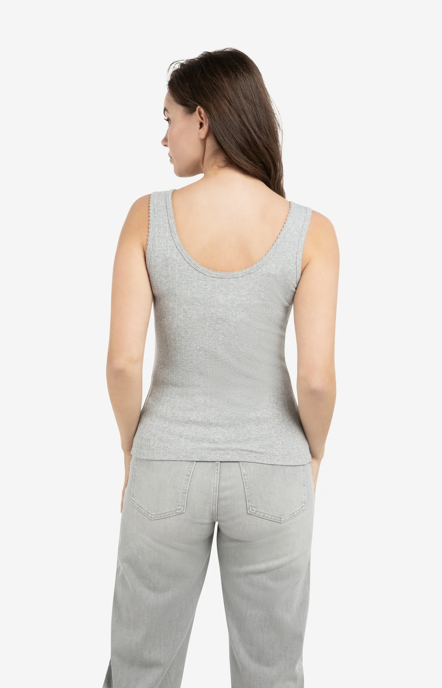 Ribbed singlet with delicate scalloped edge - Image 3