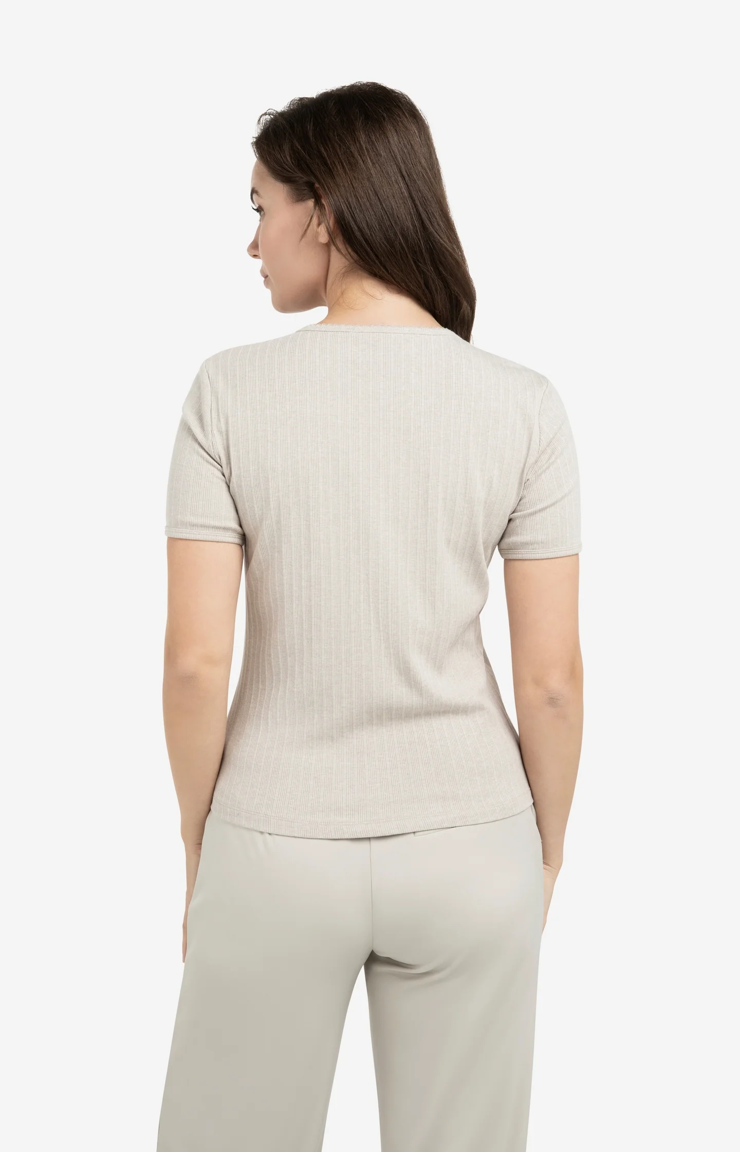Ribbed T-shirt with subtle neckline detail - Image 3