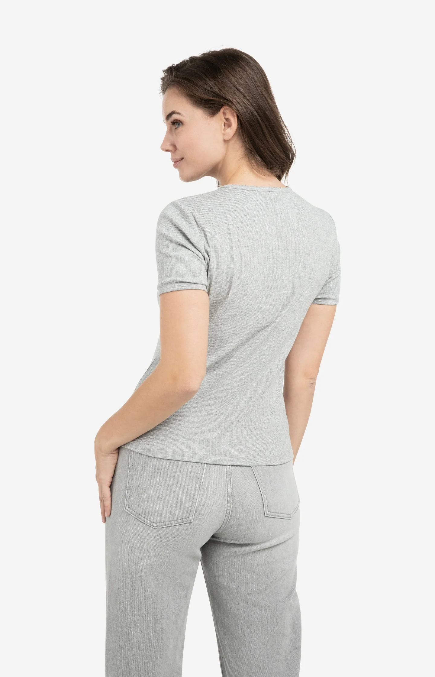 Ribbed T-shirt with subtle neckline detail - Image 3