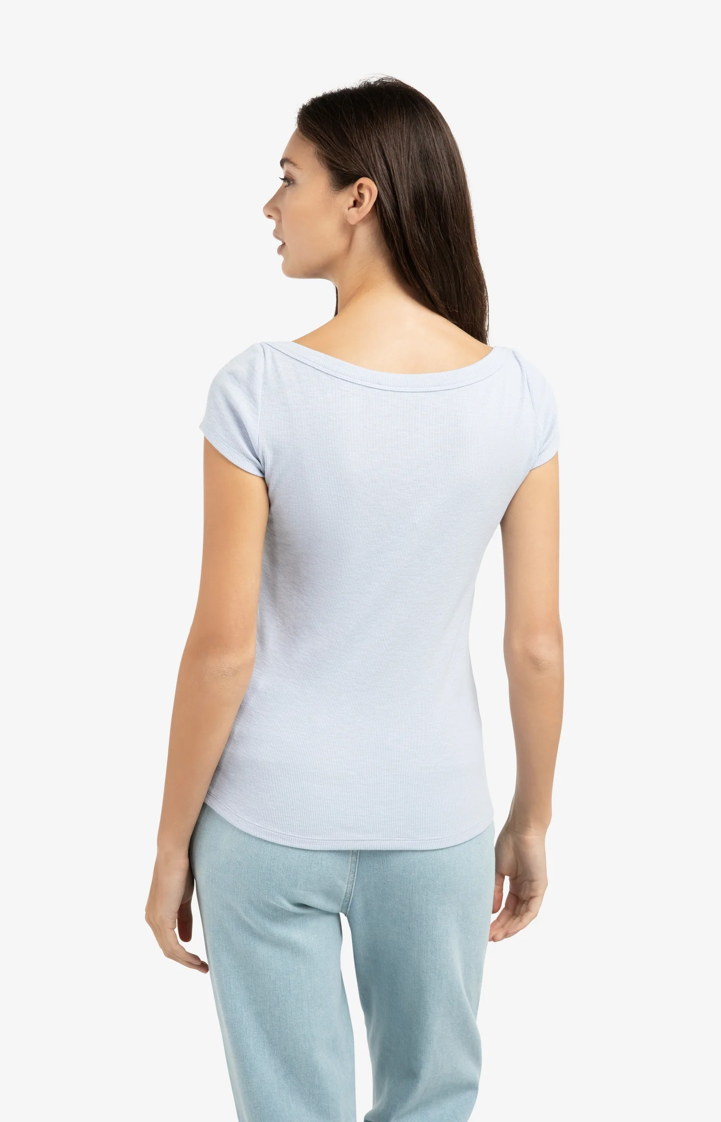 Ribbed top with boatneck and short sleeves - Image 4