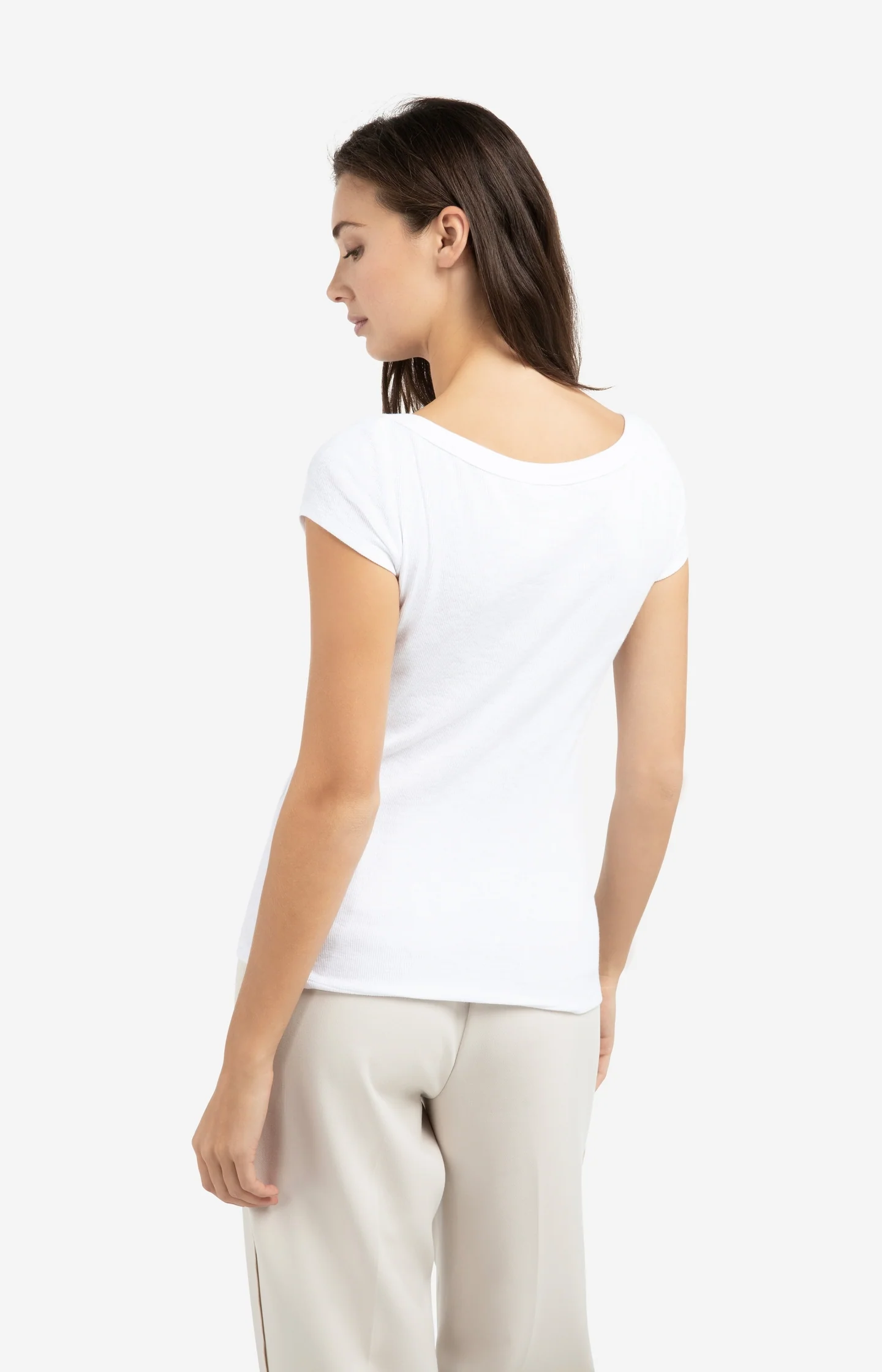 Ribbed top with boatneck and short sleeves - Image 3