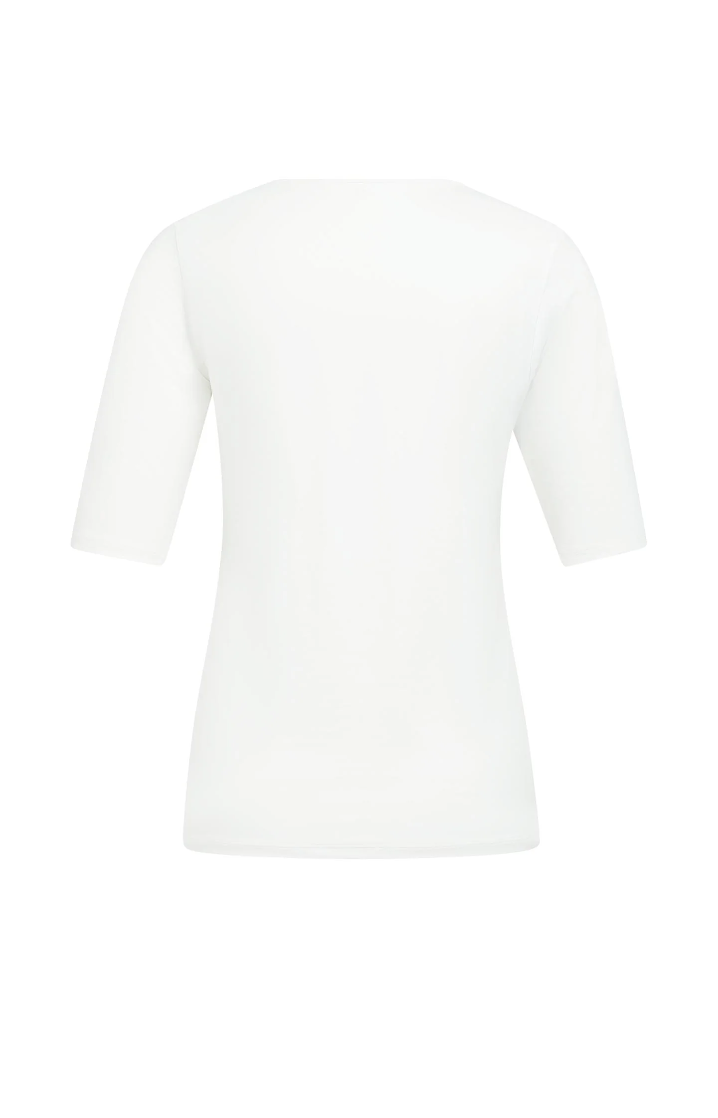 Basic T-shirt with round V-neck and mid-length sleeves - Image 5