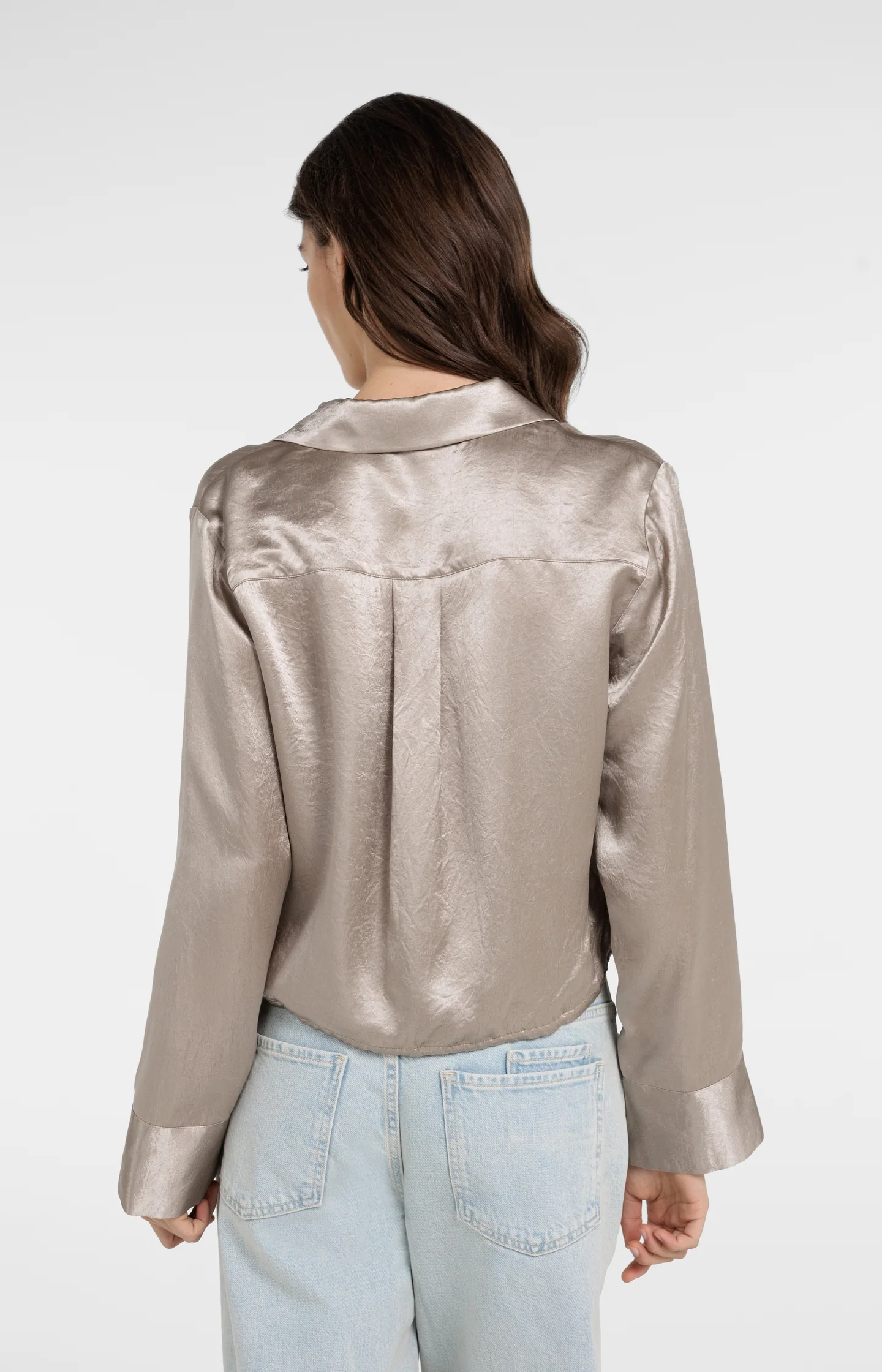 Satin blouse with drawstring hem - Image 3