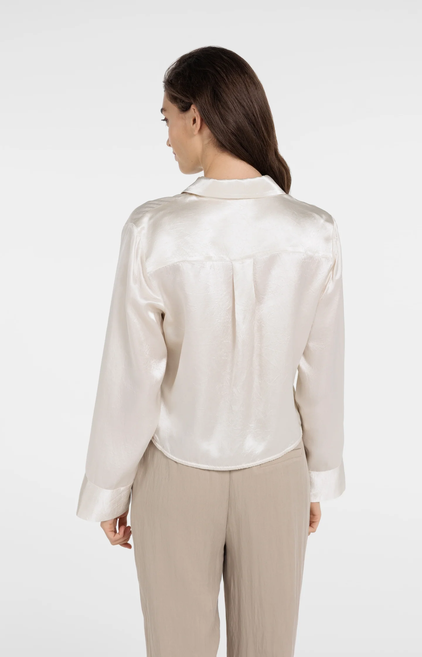 Satin blouse with drawstring hem - Image 4