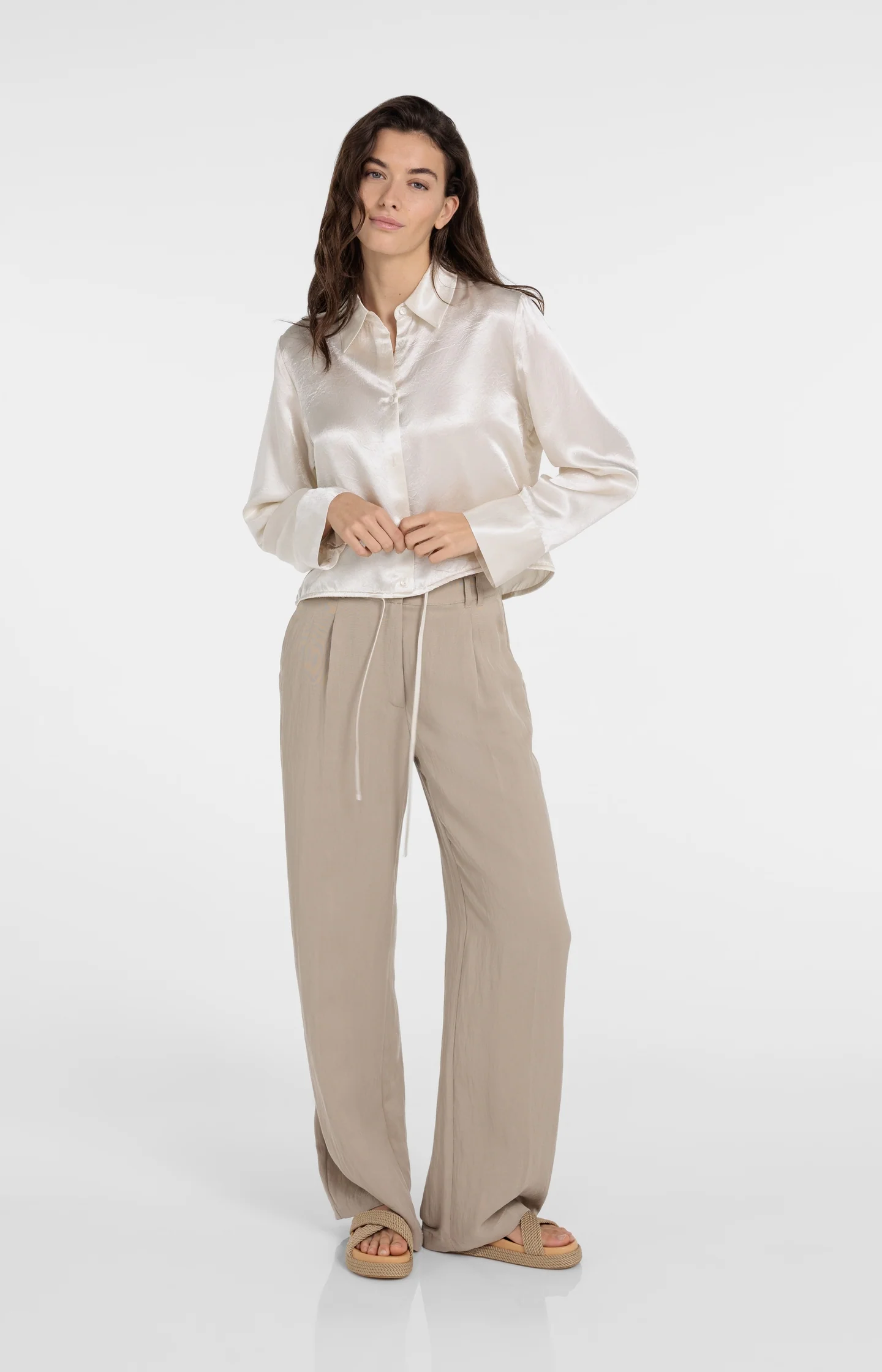 Satin blouse with drawstring hem - Image 6