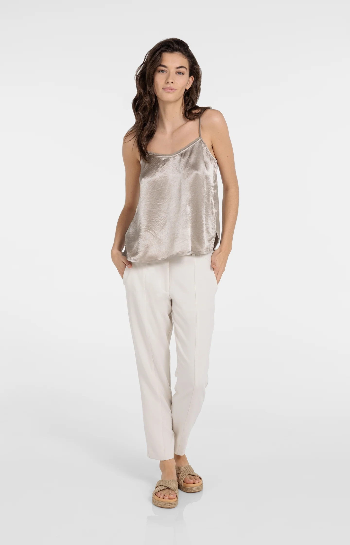 Satin singlet with sheer detail - Image 5