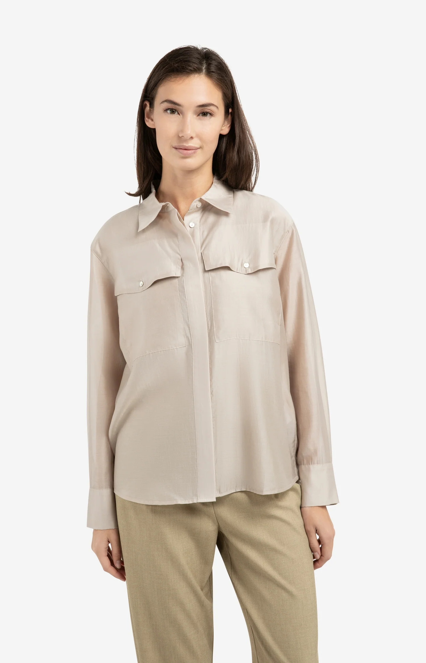 Sheer blouse with chest pockets - Image 3