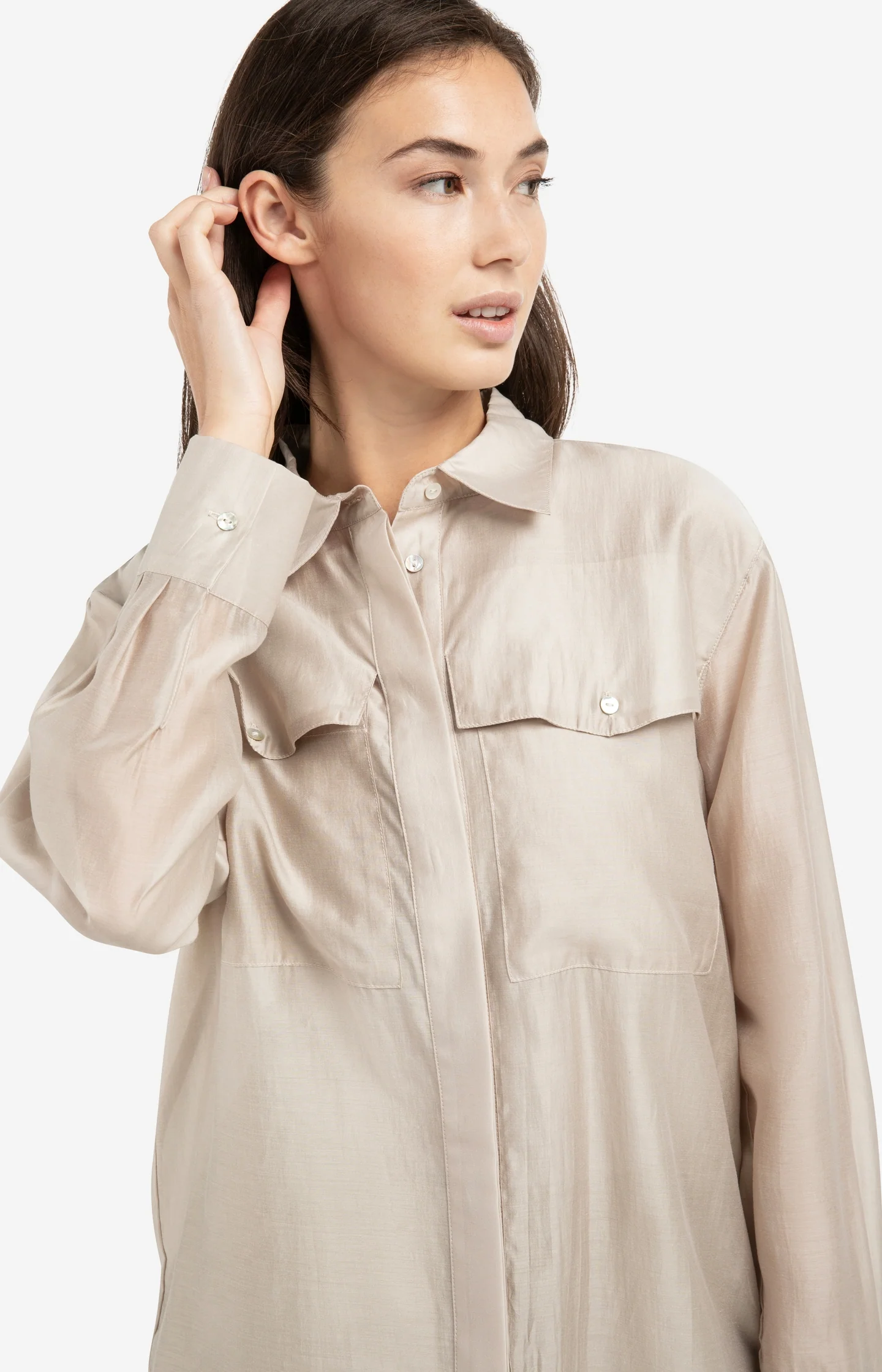 Sheer blouse with chest pockets - Image 5