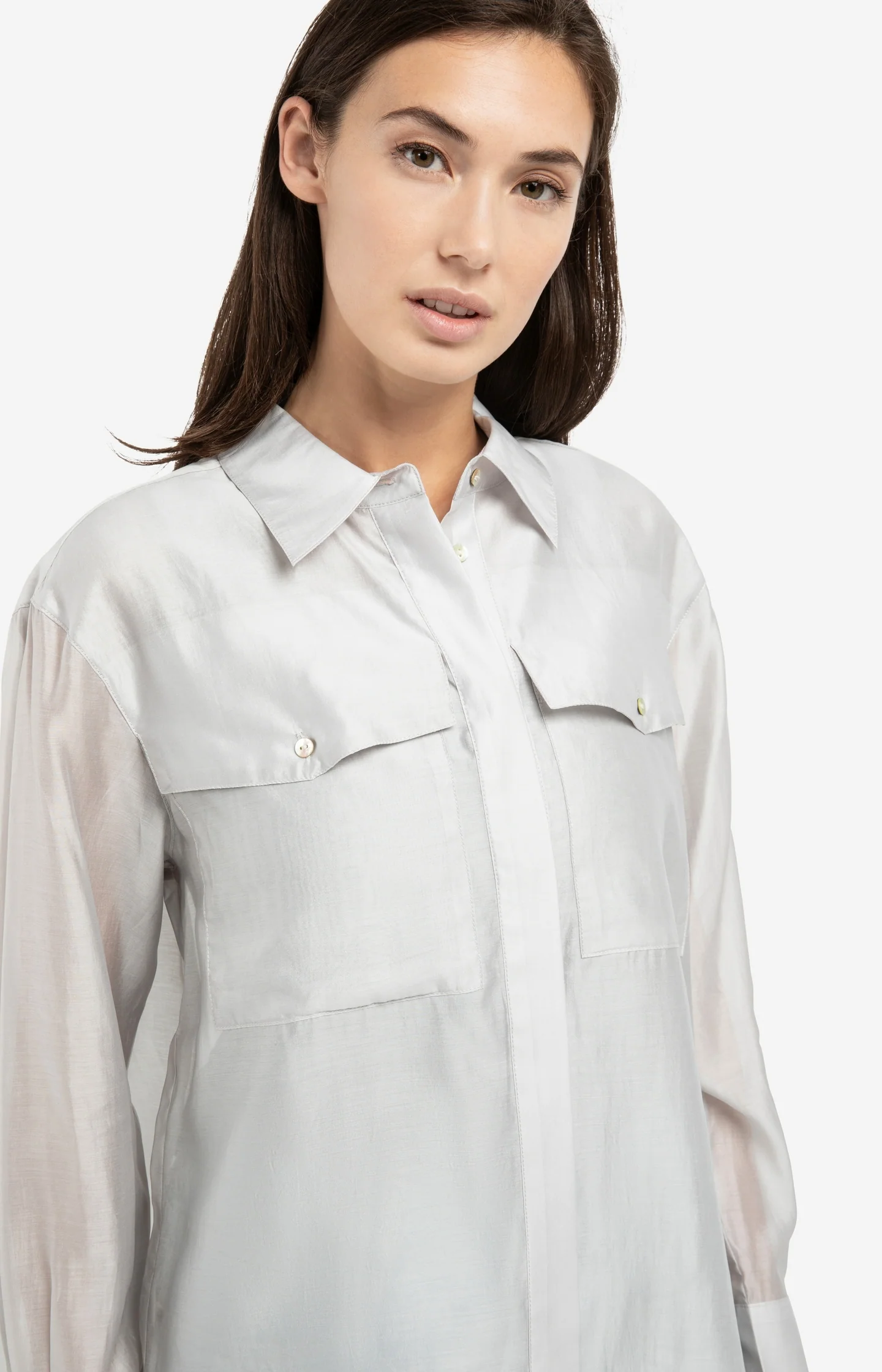 Sheer blouse with chest pockets - Image 4