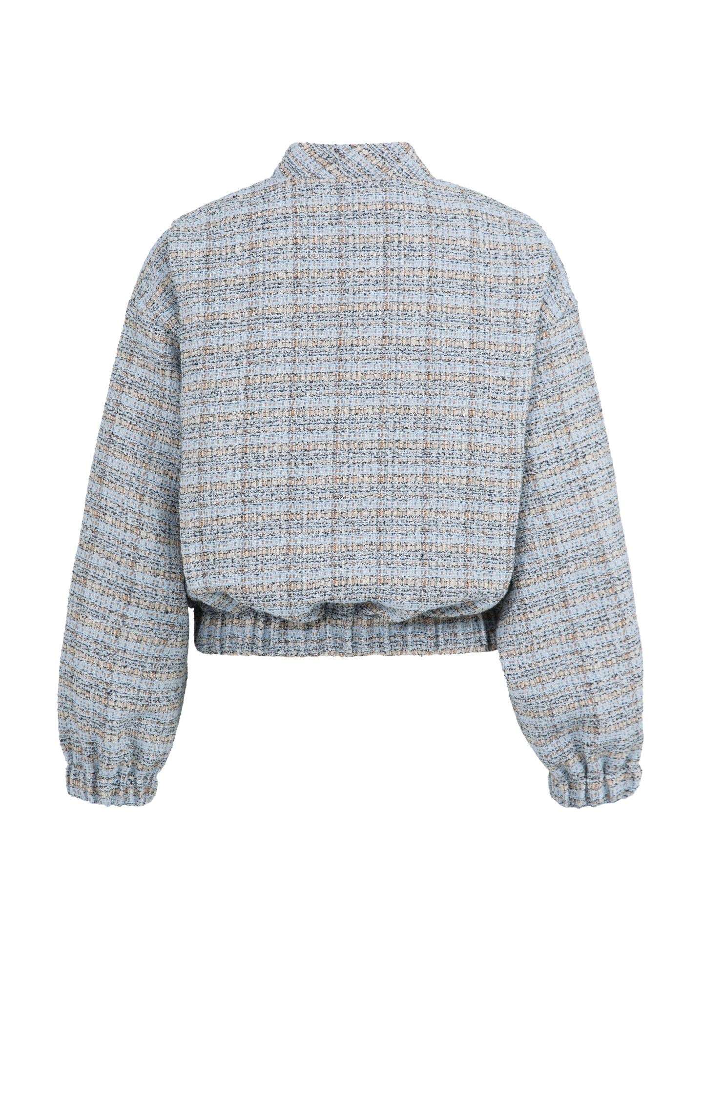 Short bouclé jacket with elasticated cuffs and hem - Image 9